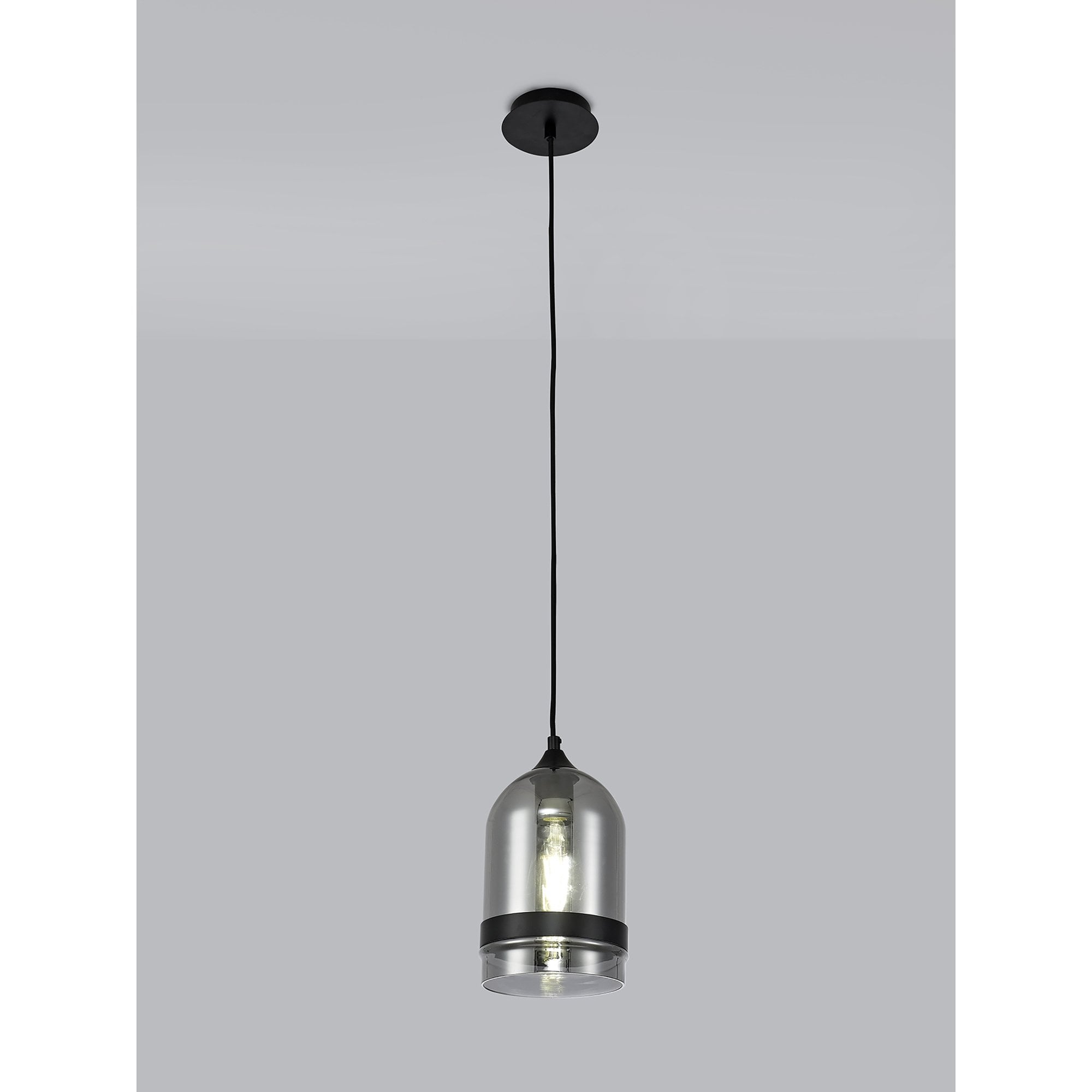 Fabula Boleyn 15cm Dome Pendant - Matt Black & Smoke Plated