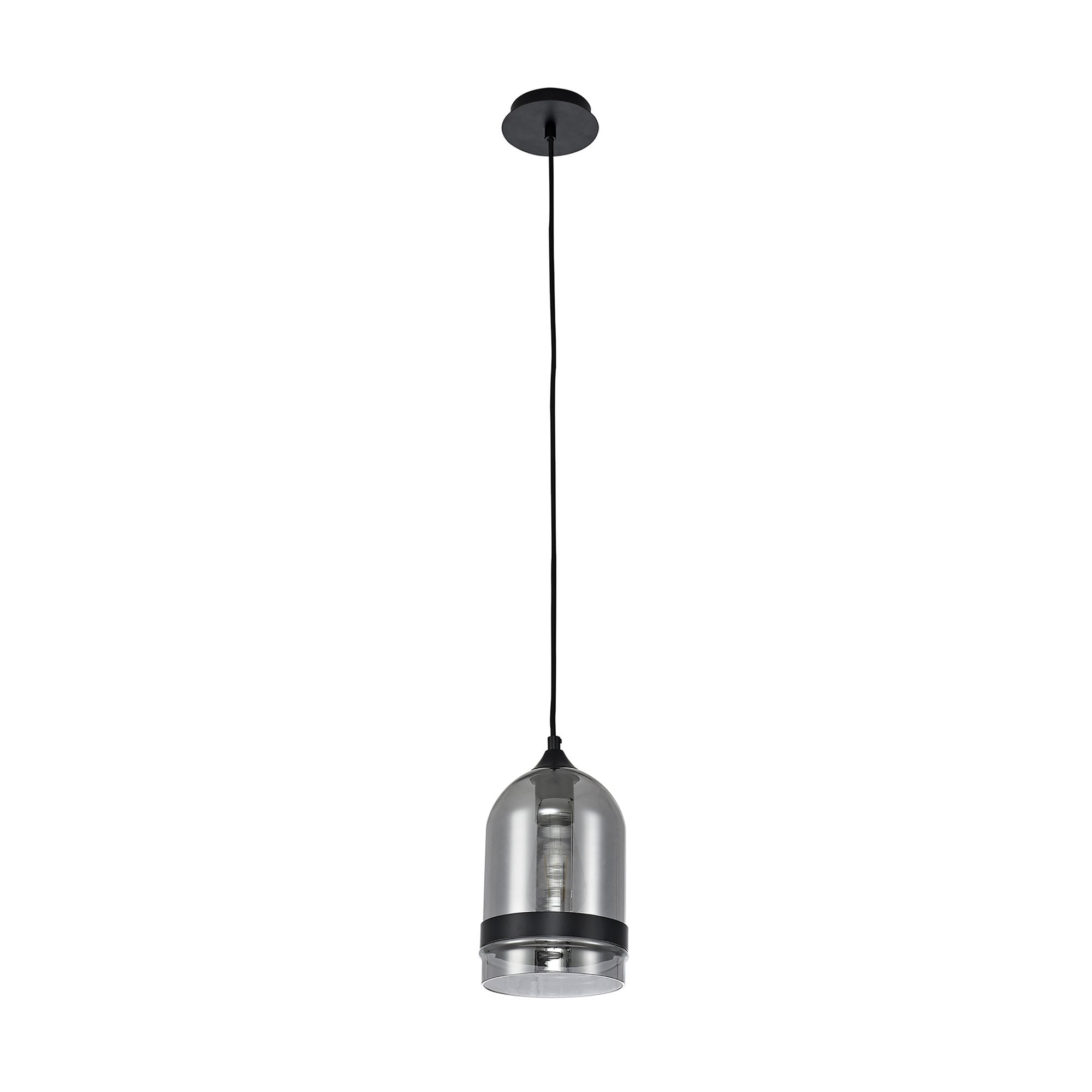 Fabula Boleyn 15cm Dome Pendant - Matt Black & Smoke Plated