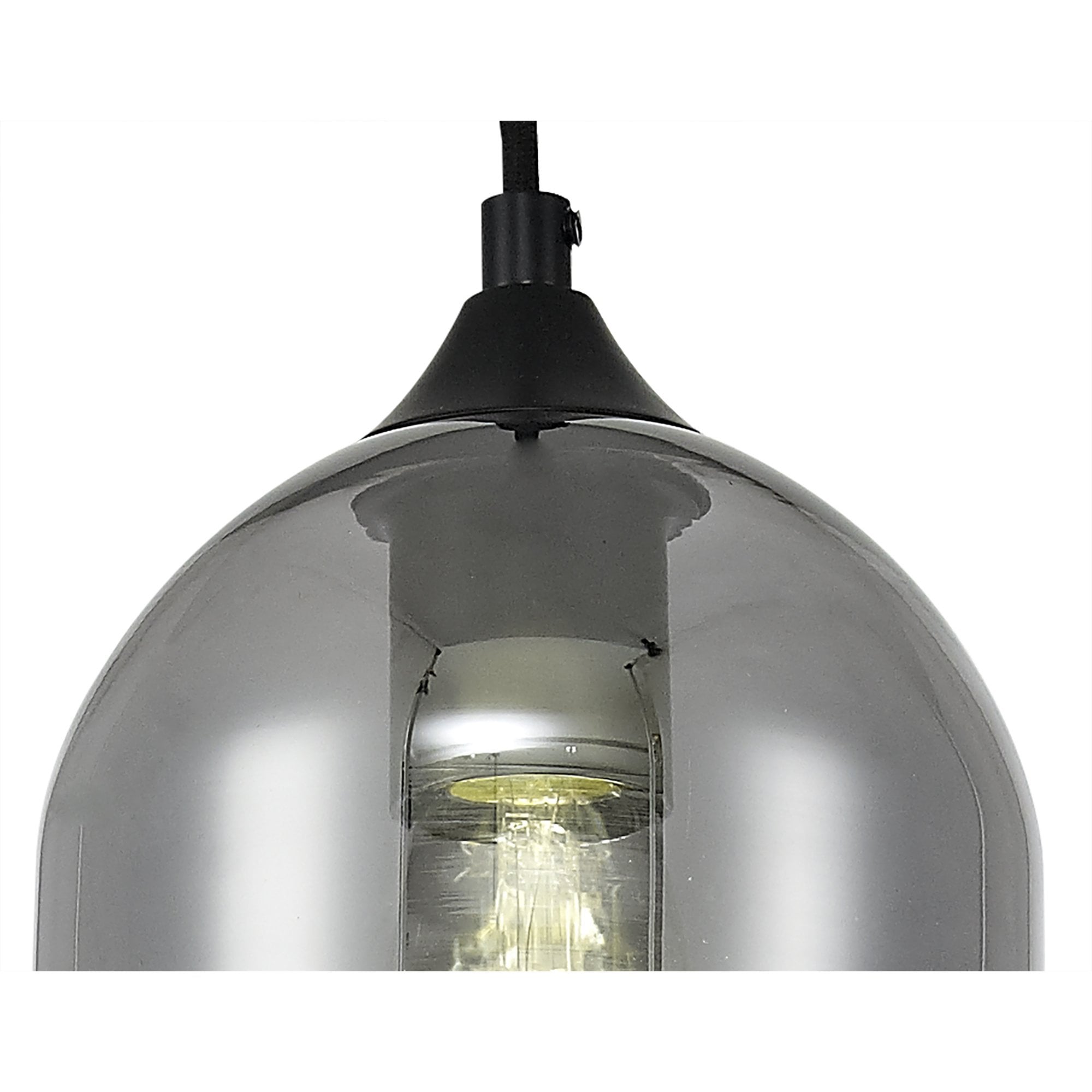 Fabula Boleyn 15cm Dome Pendant - Matt Black & Smoke Plated