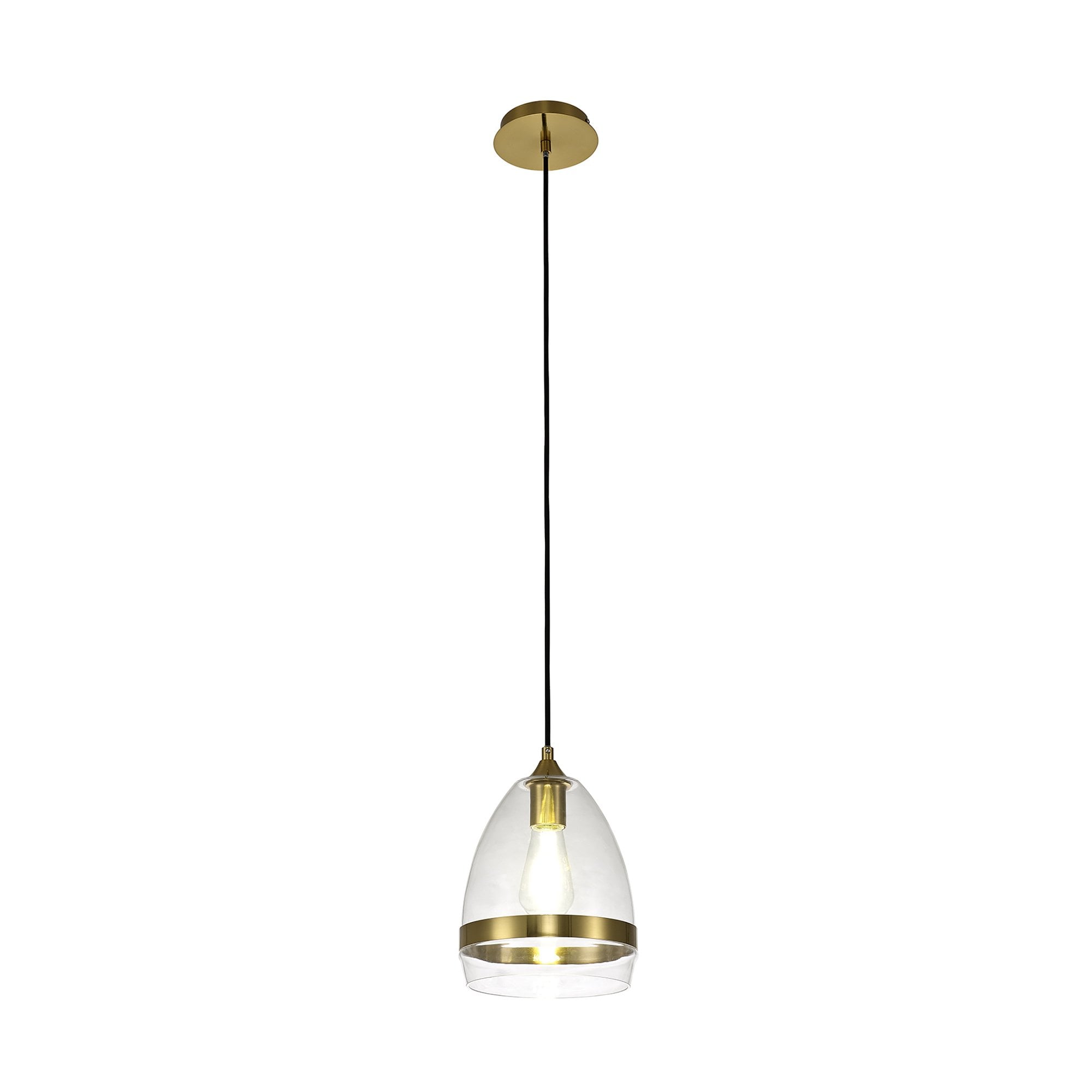 Fabula Boleyn 20cm Cone Pendant - Aged Brass & Clear