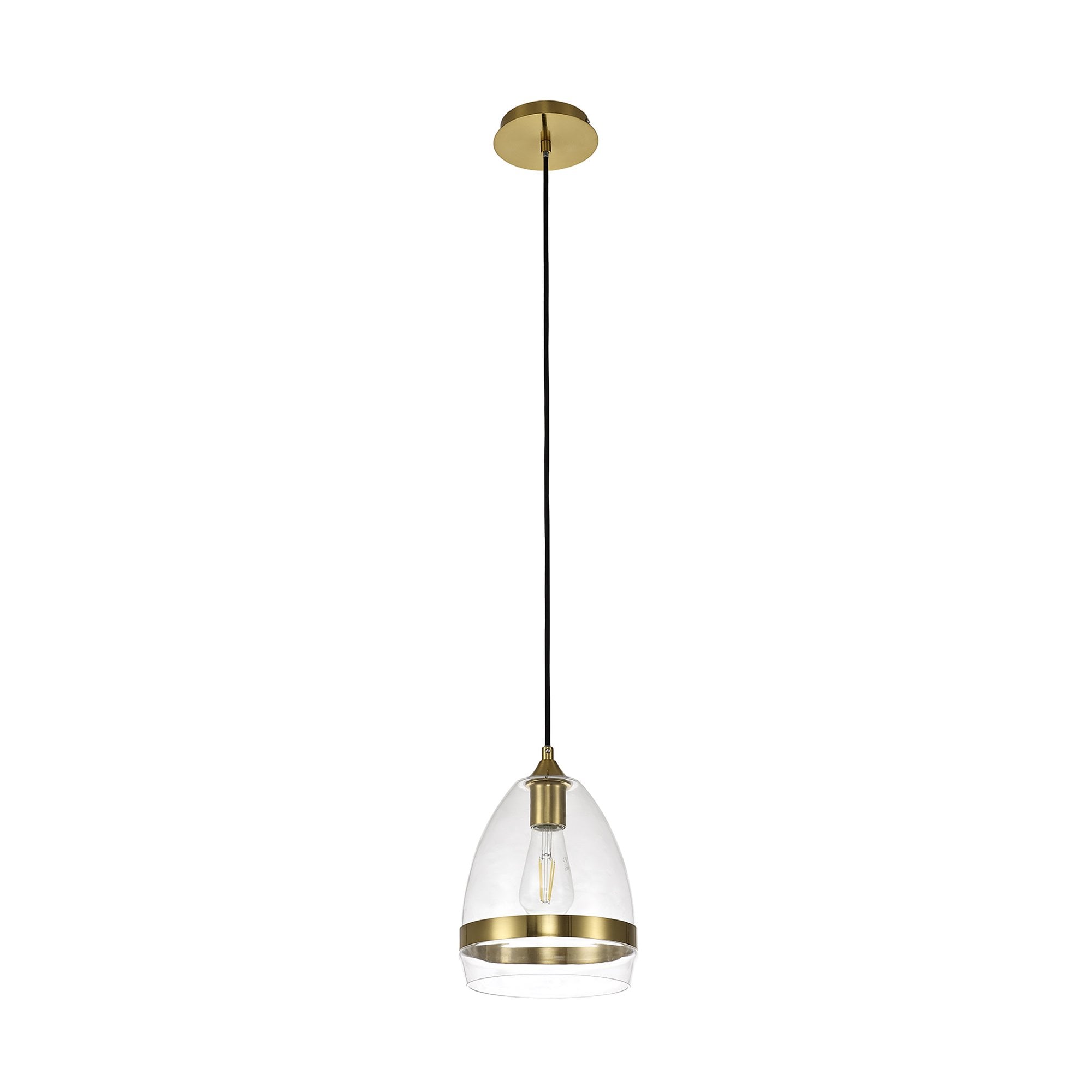 Fabula Boleyn 20cm Cone Pendant - Aged Brass & Clear