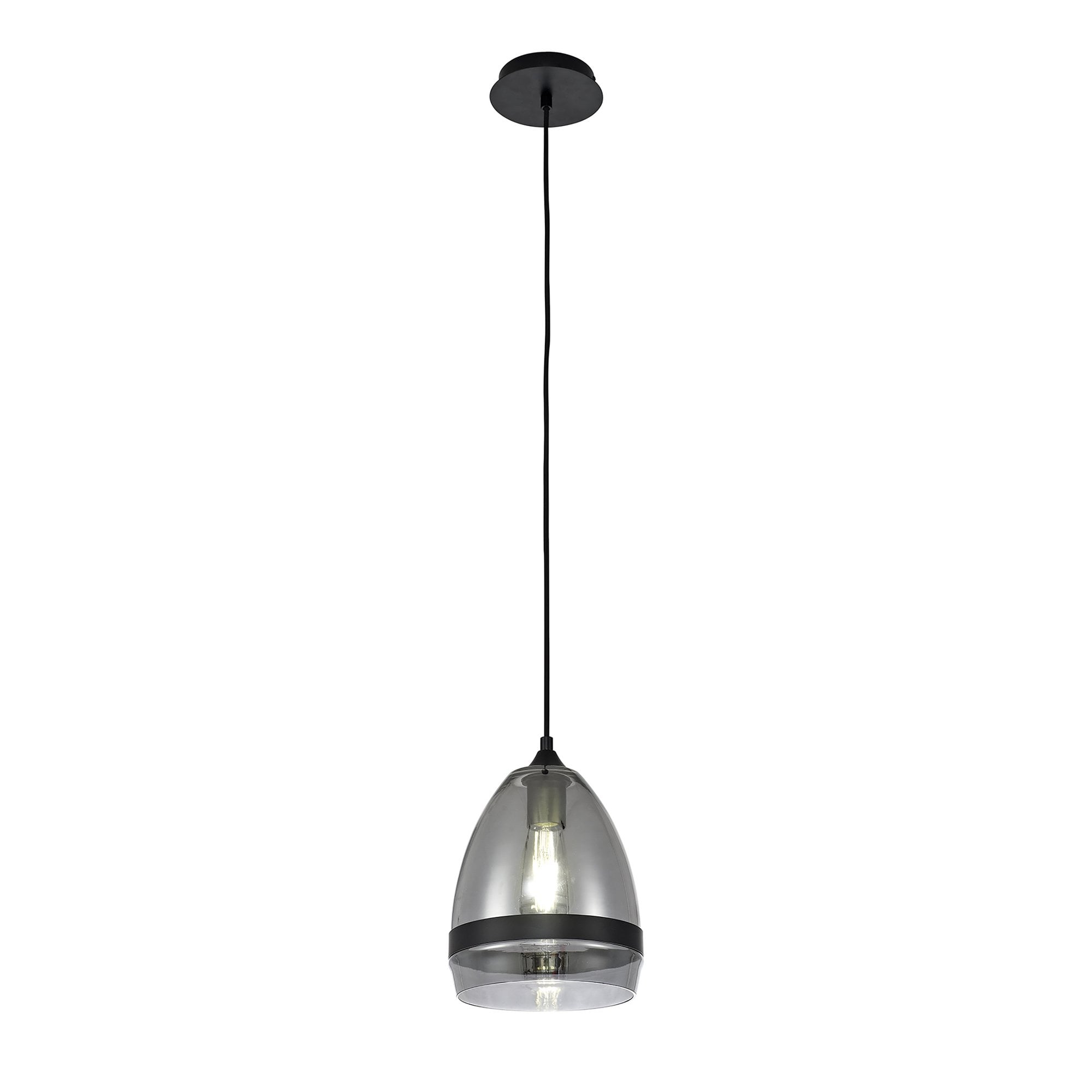 Fabula Boleyn 20cm Cone Pendant - Matt Black & Smoke Plated