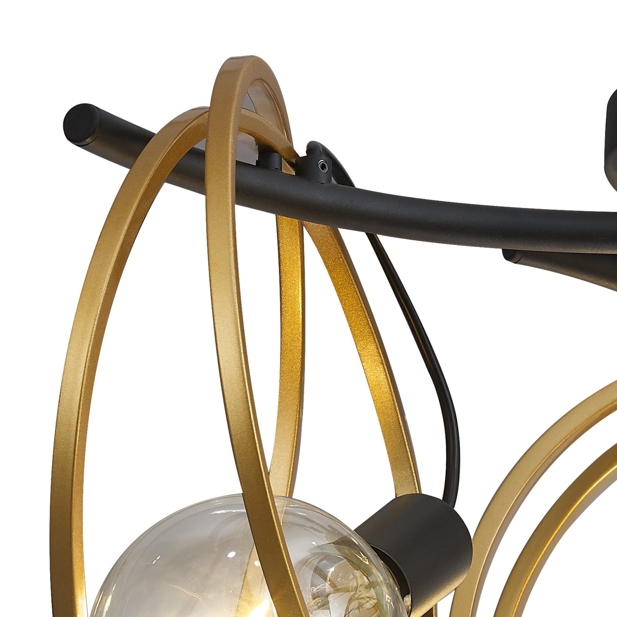 Fabula Bury Double Ring 3 Light Flush Light - Matt Black & Painted Gold