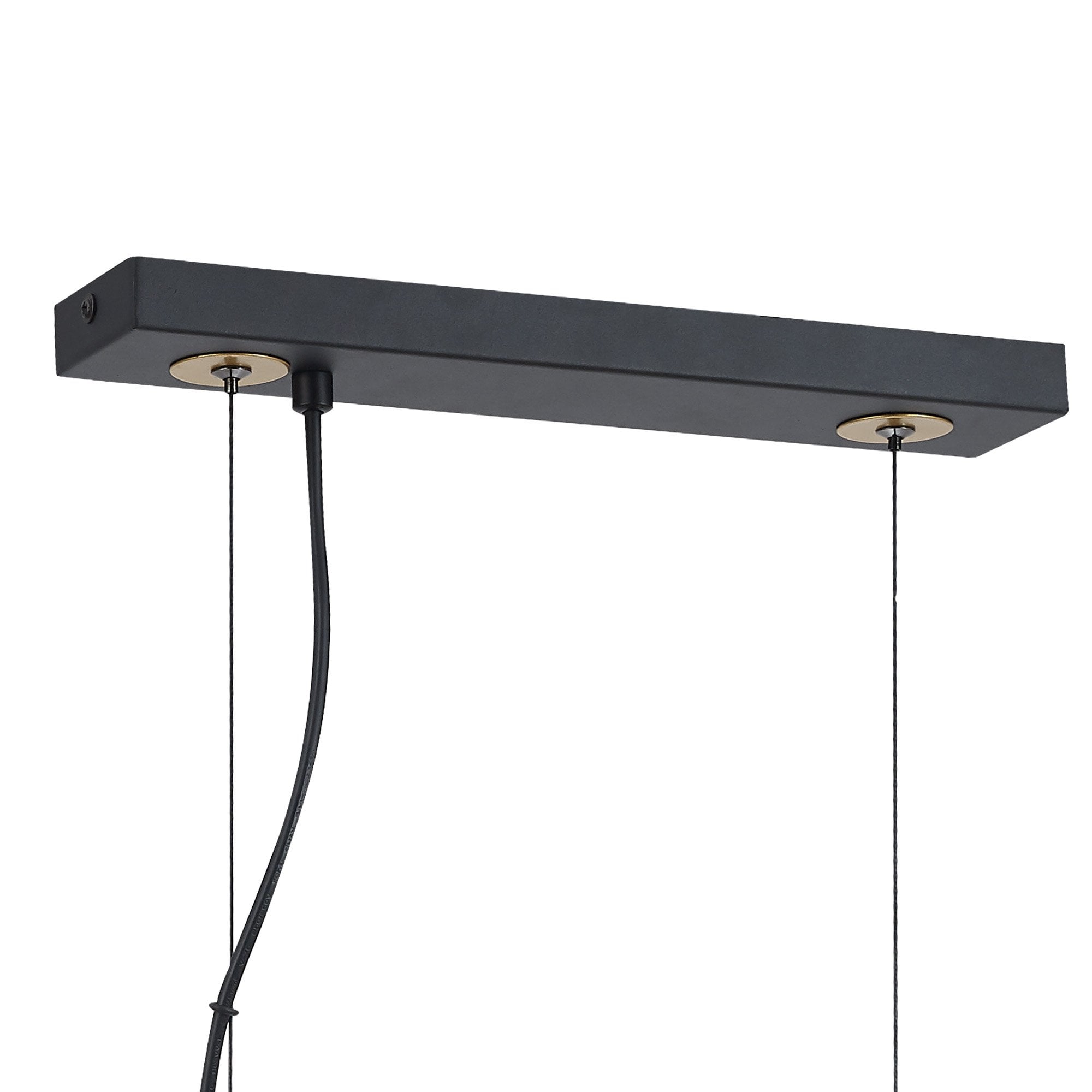 Fabula Bury Double Ring 3 Light Linear Pendant - Matt Black & Painted Gold