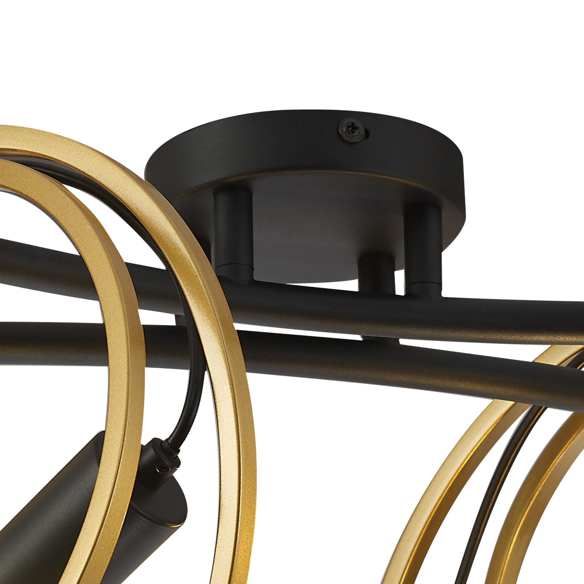 Fabula Bury Double Ring 4 Light Flush Light - Matt Black & Painted Gold