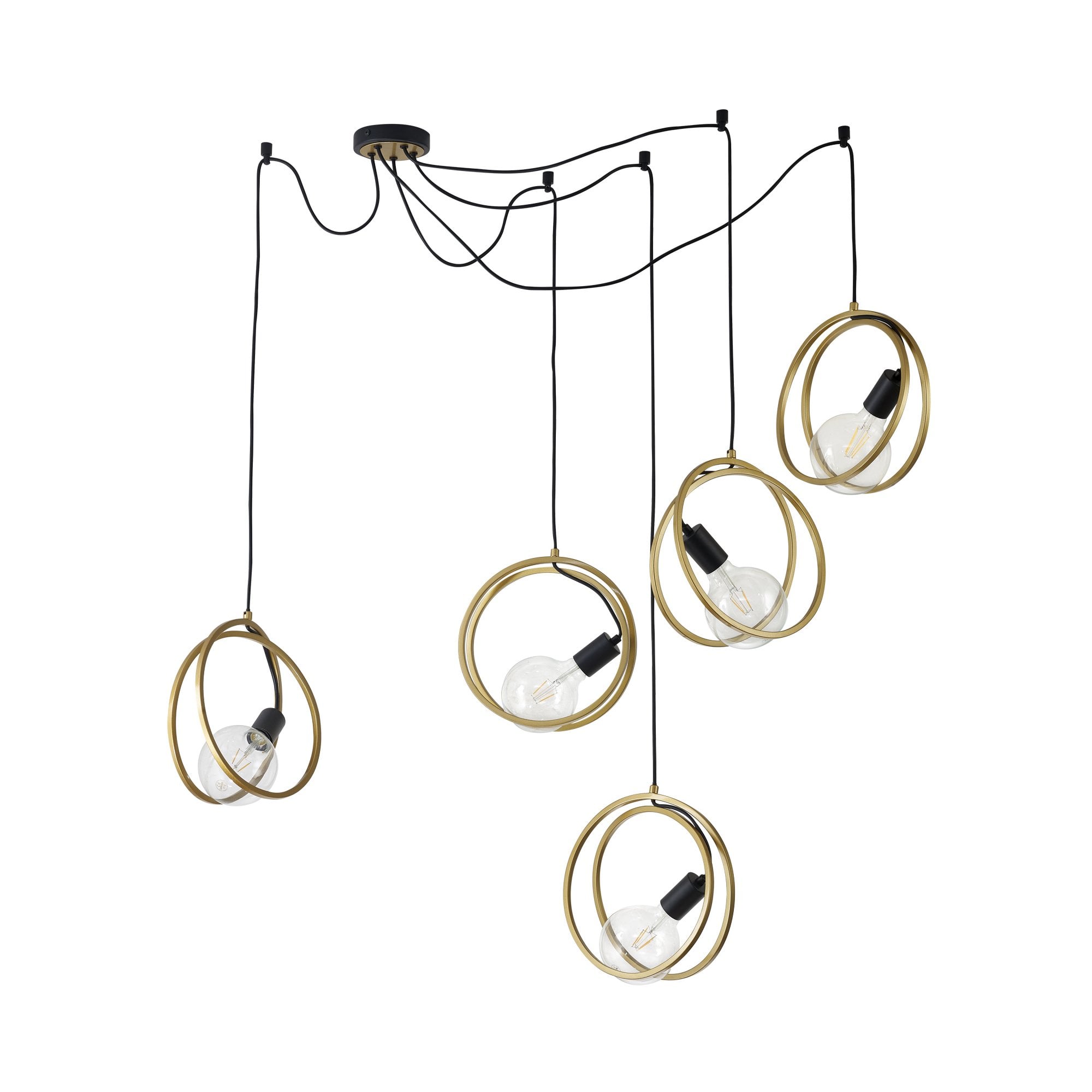Fabula Bury Double Ring 5 Light Multi Pendant - Matt Black & Painted Gold