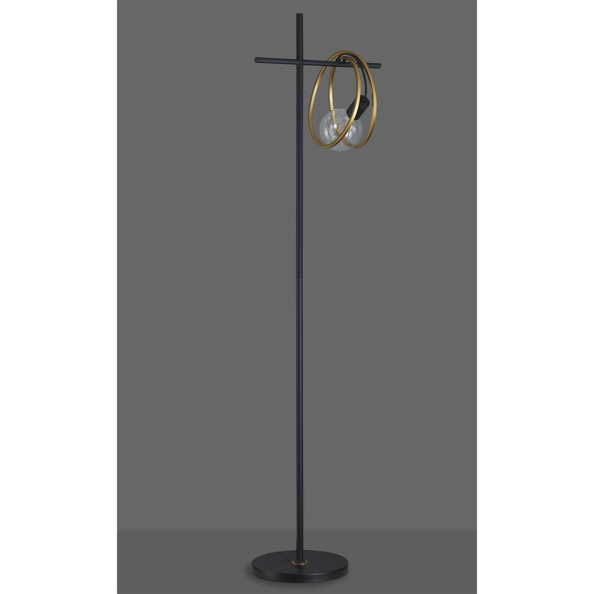 Fabula Bury Double Ring Single Floor Lamp - Matt Black & Painted Gold