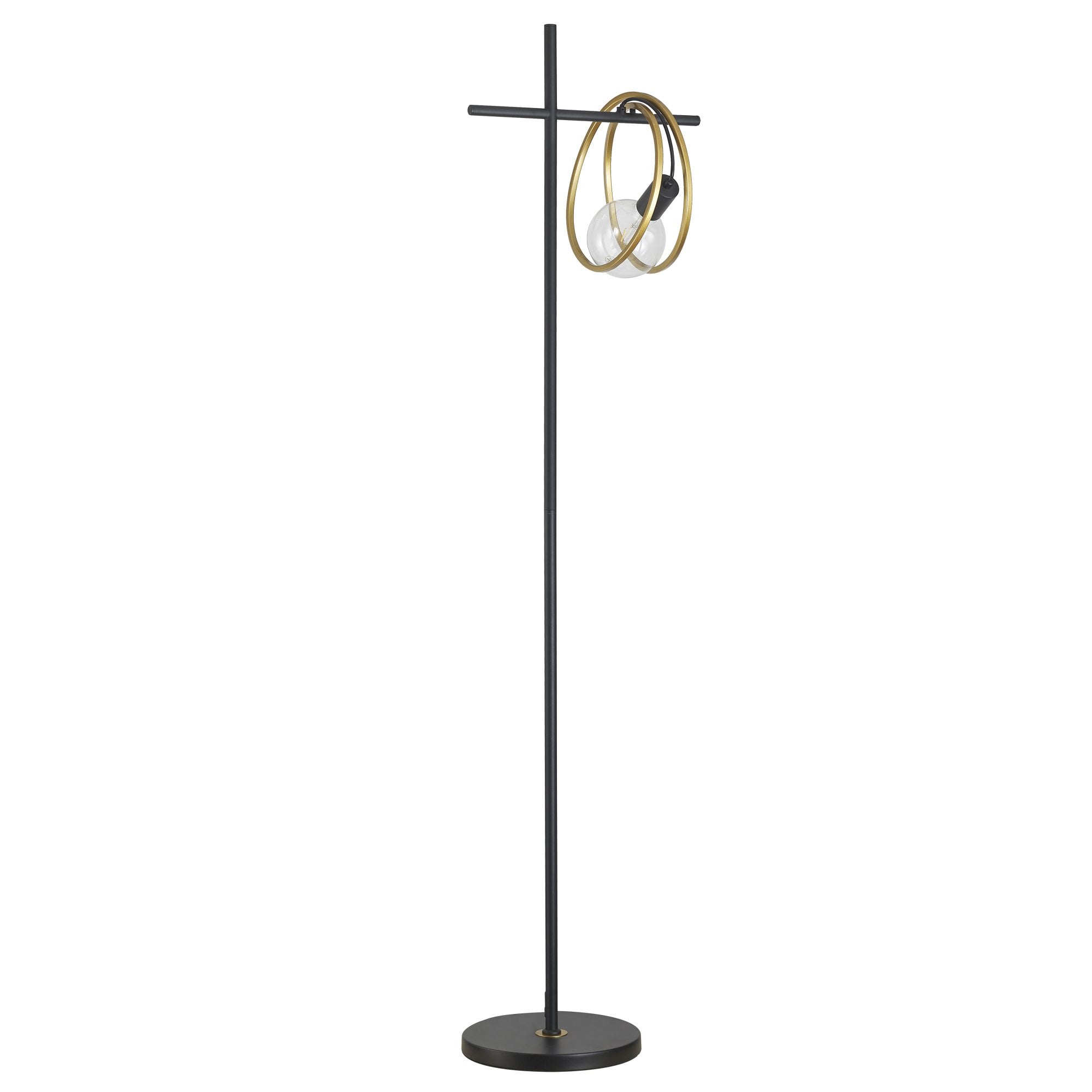 Fabula Bury Double Ring Single Floor Lamp - Matt Black & Painted Gold