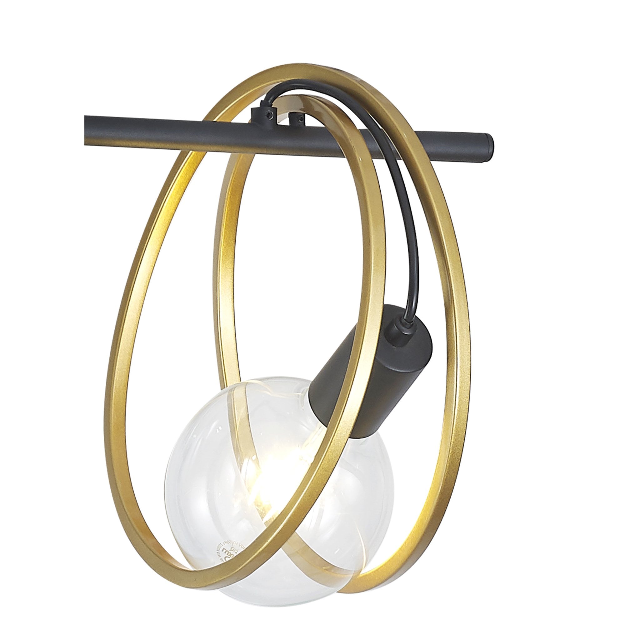Fabula Bury Double Ring Single Floor Lamp - Matt Black & Painted Gold