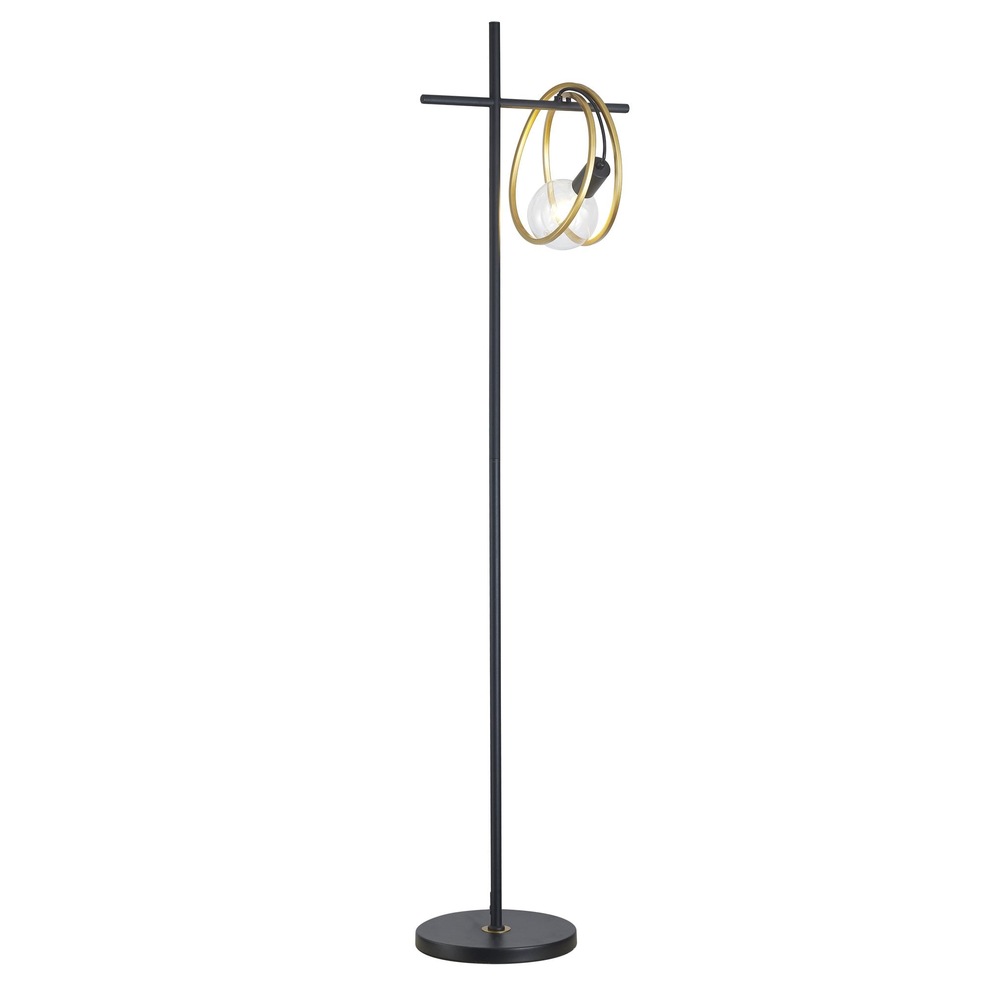 Fabula Bury Double Ring Single Floor Lamp - Matt Black & Painted Gold