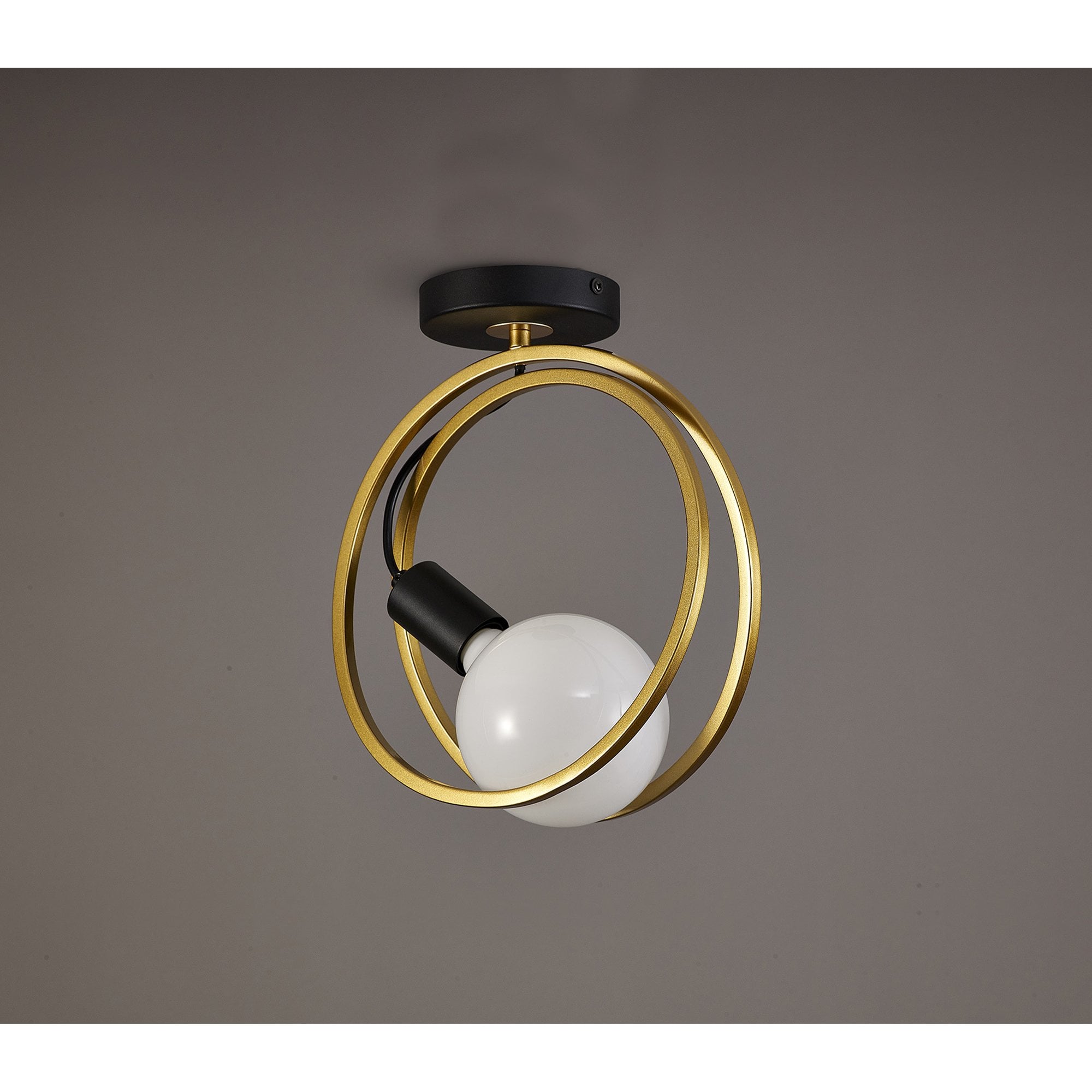 Fabula Bury Double Ring Single Flush Light - Matt Black & Painted Gold
