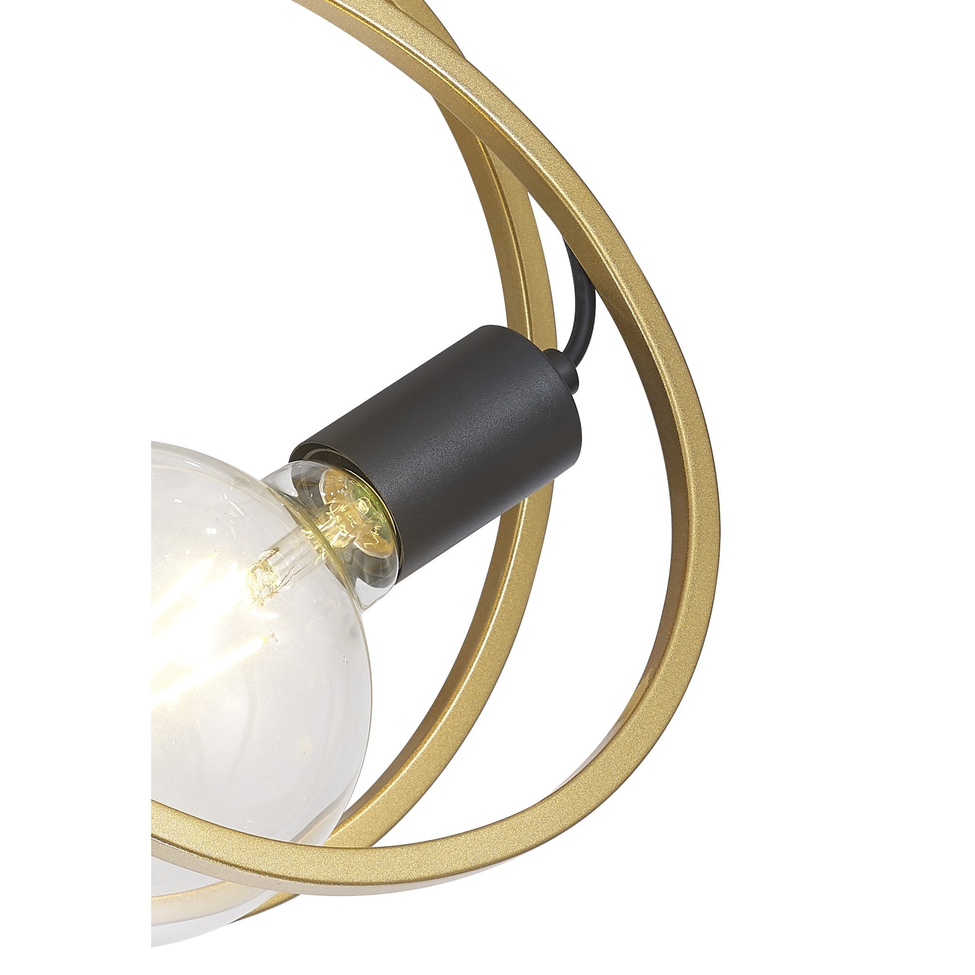 Fabula Bury Double Ring Single Flush Light - Matt Black & Painted Gold