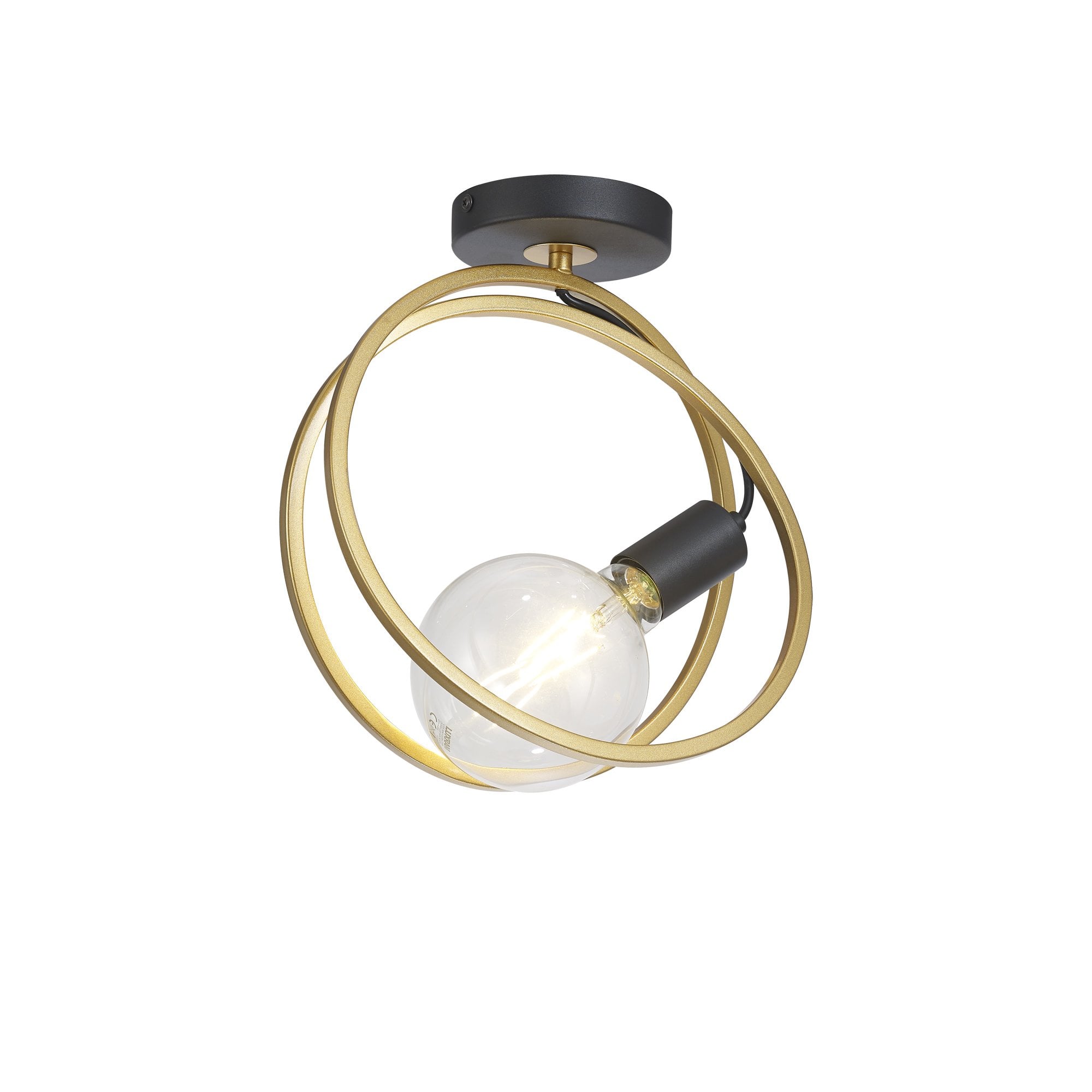Fabula Bury Double Ring Single Flush Light - Matt Black & Painted Gold