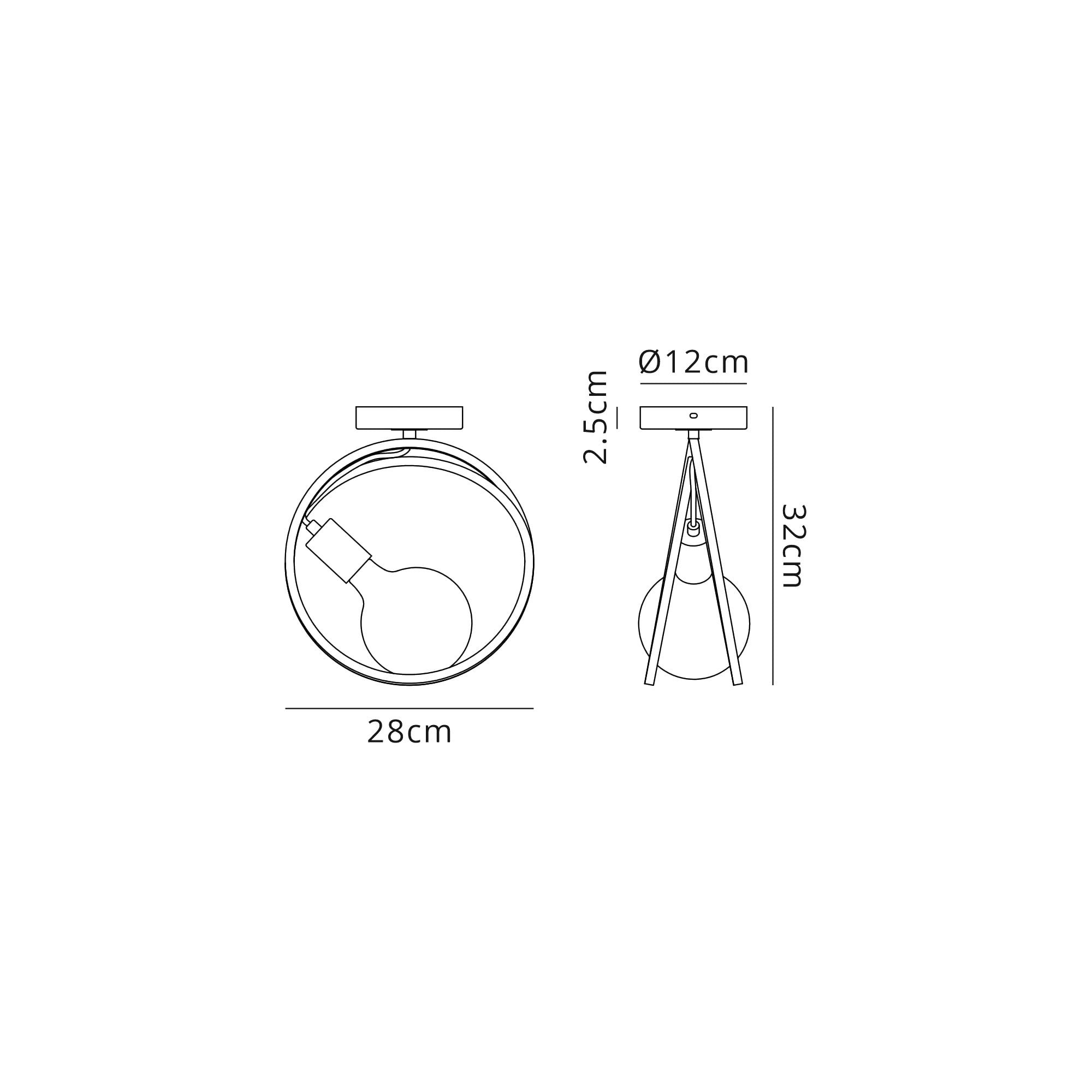 Fabula Bury Double Ring Single Flush Light - Matt Black & Painted Gold