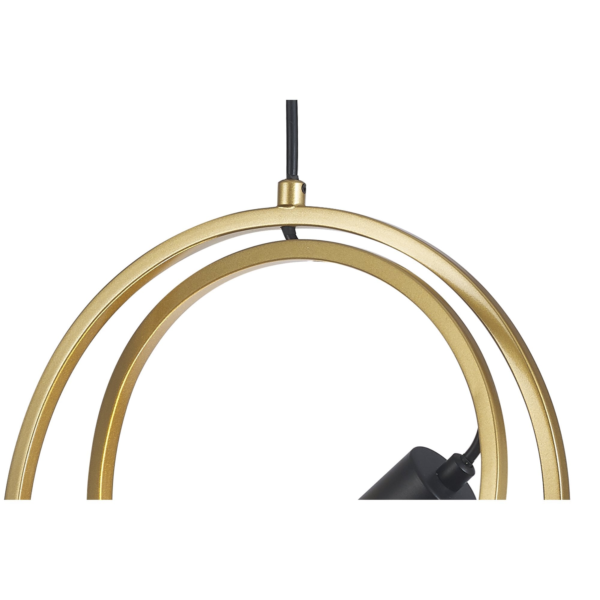 Fabula Bury Double Ring Single Pendant - Matt Black & Painted Gold