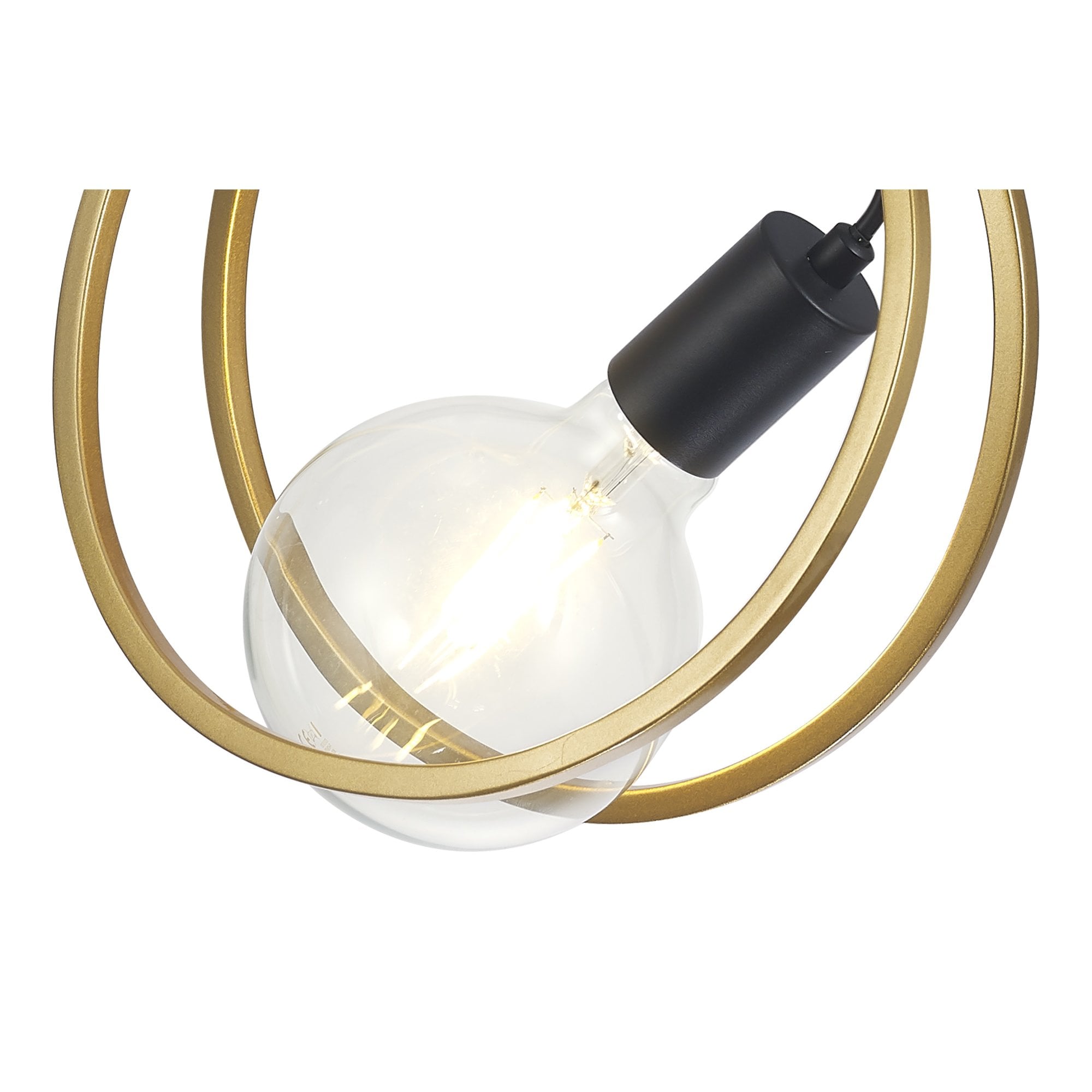 Fabula Bury Double Ring Single Pendant - Matt Black & Painted Gold