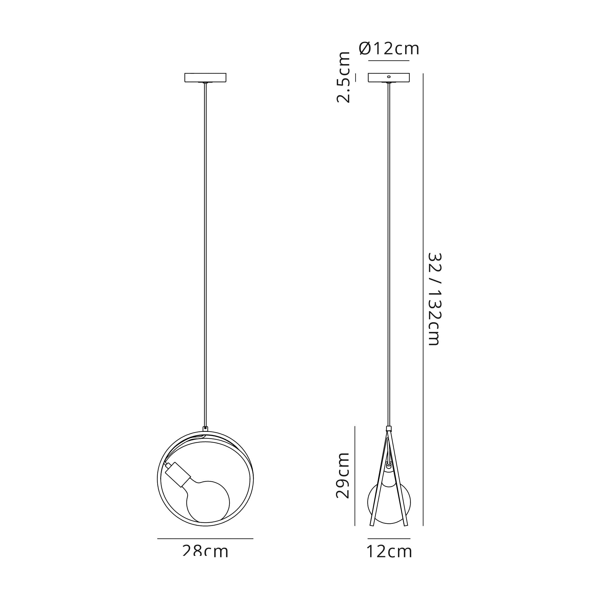 Fabula Bury Double Ring Single Pendant - Matt Black & Painted Gold