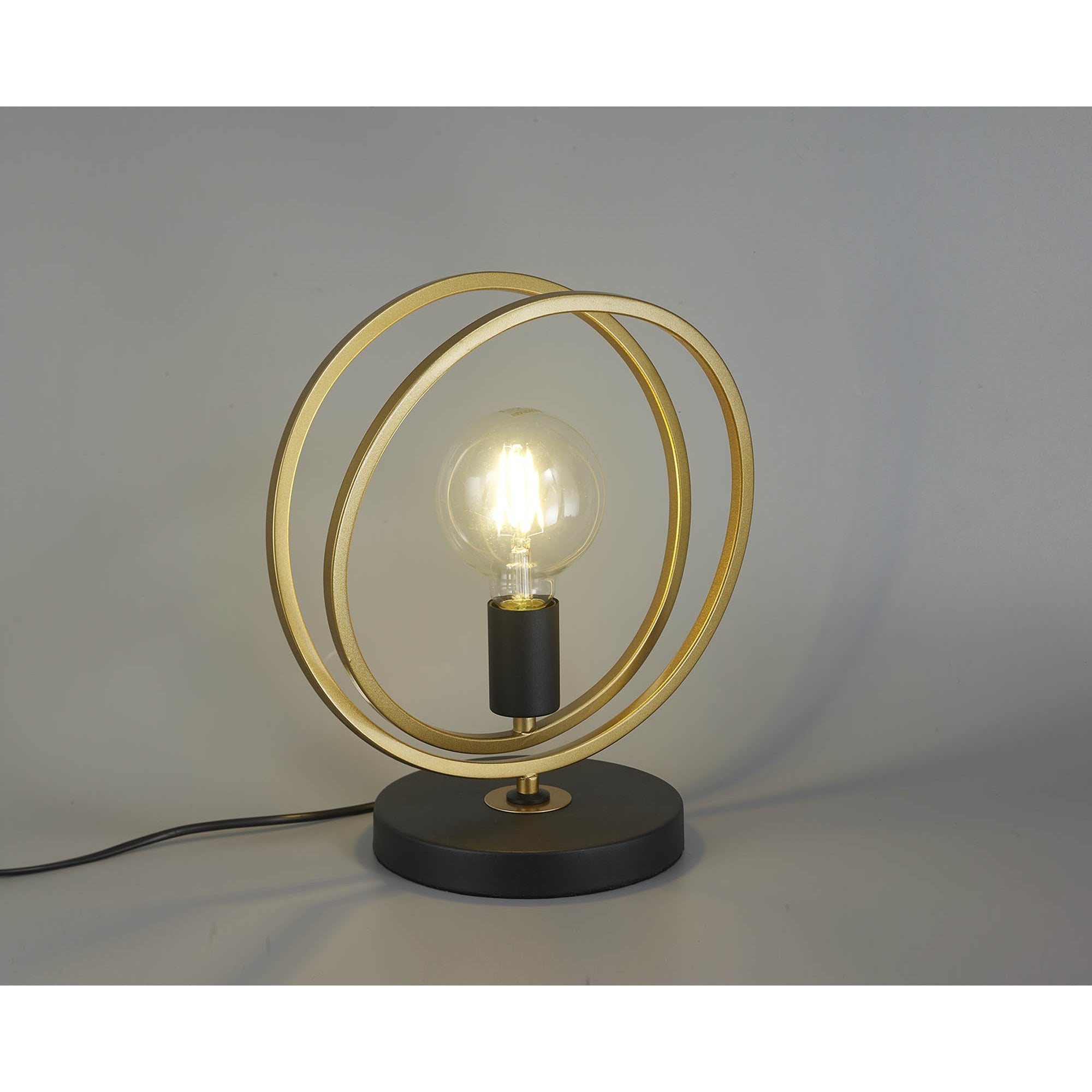 Fabula Bury Double Ring Single Table Lamp - Matt Black & Painted Gold