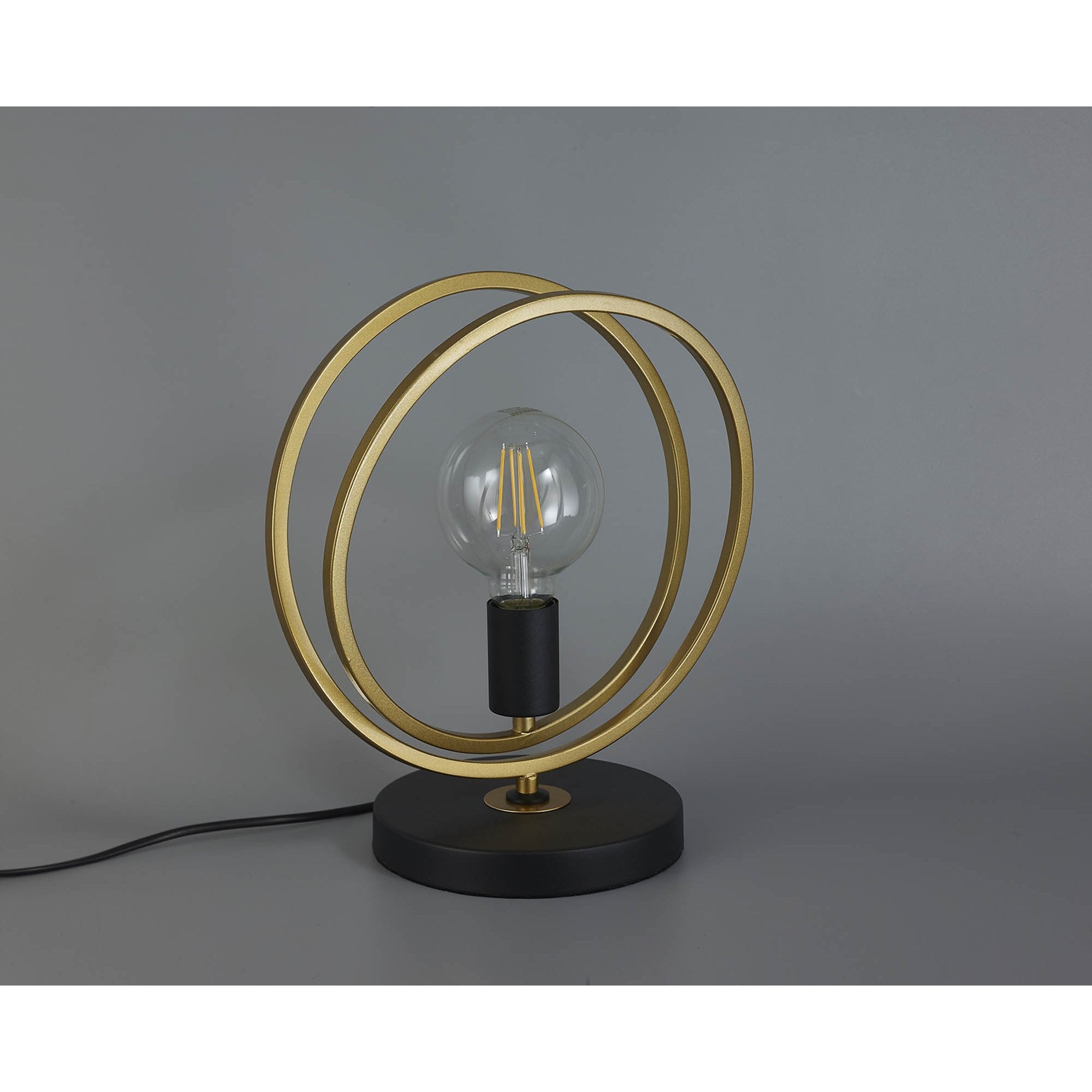 Fabula Bury Double Ring Single Table Lamp - Matt Black & Painted Gold