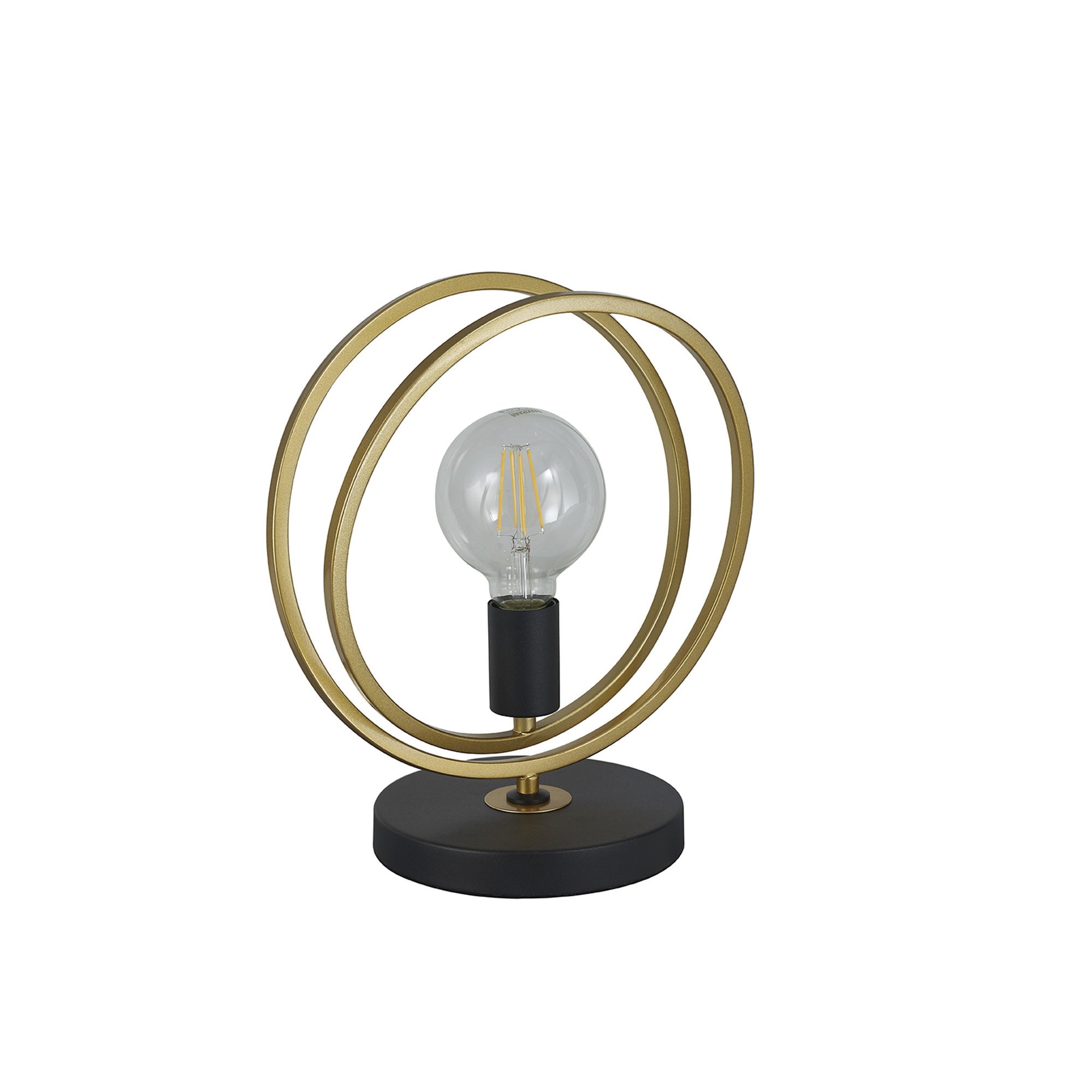 Fabula Bury Double Ring Single Table Lamp - Matt Black & Painted Gold