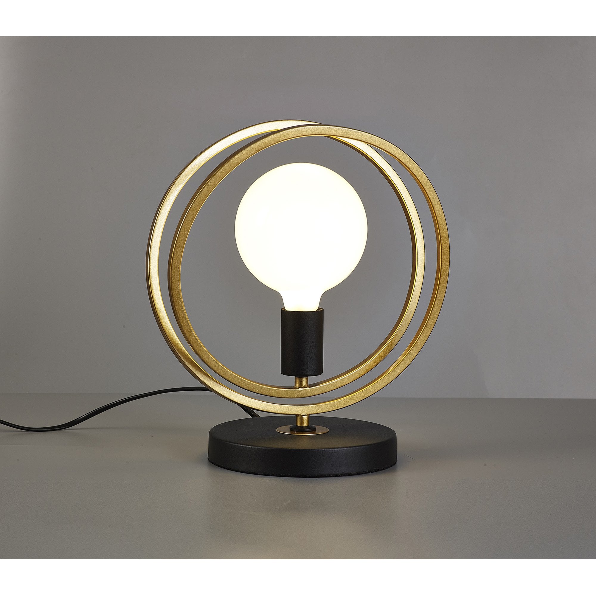 Fabula Bury Double Ring Single Table Lamp - Matt Black & Painted Gold