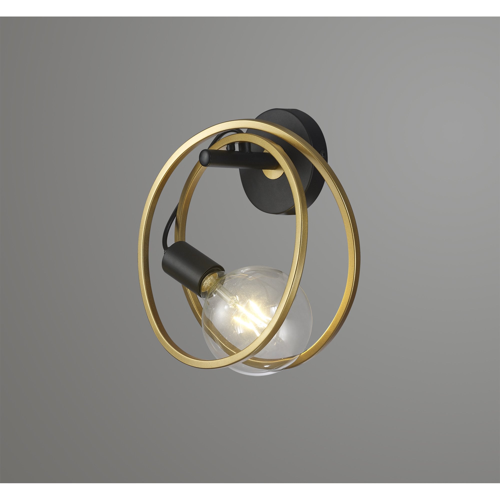 Fabula Bury Double Ring Single Wall Lamp - Matt Black & Painted Gold