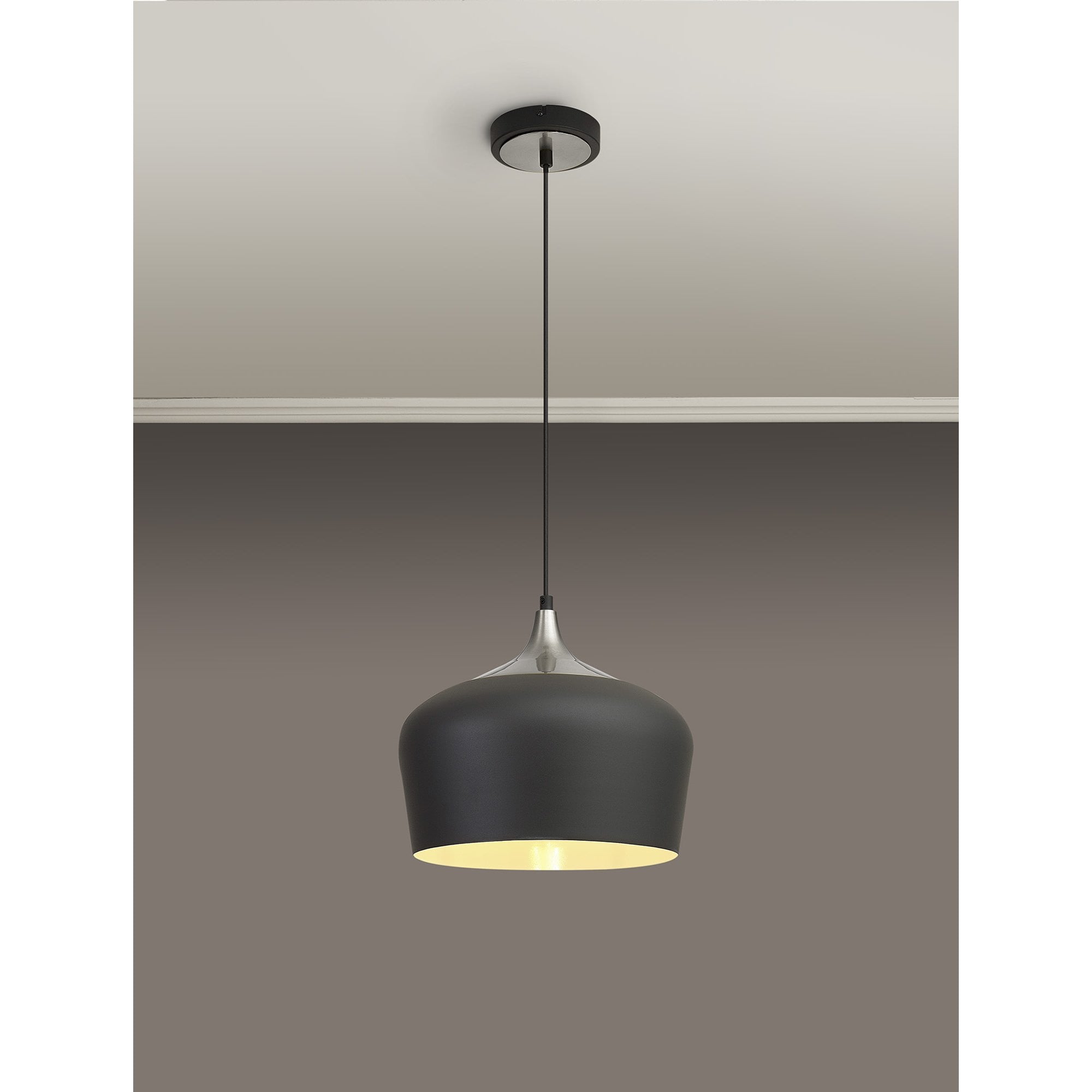 Fabula Buxton 32cm Pendant - Anthracite & Satin Nickel