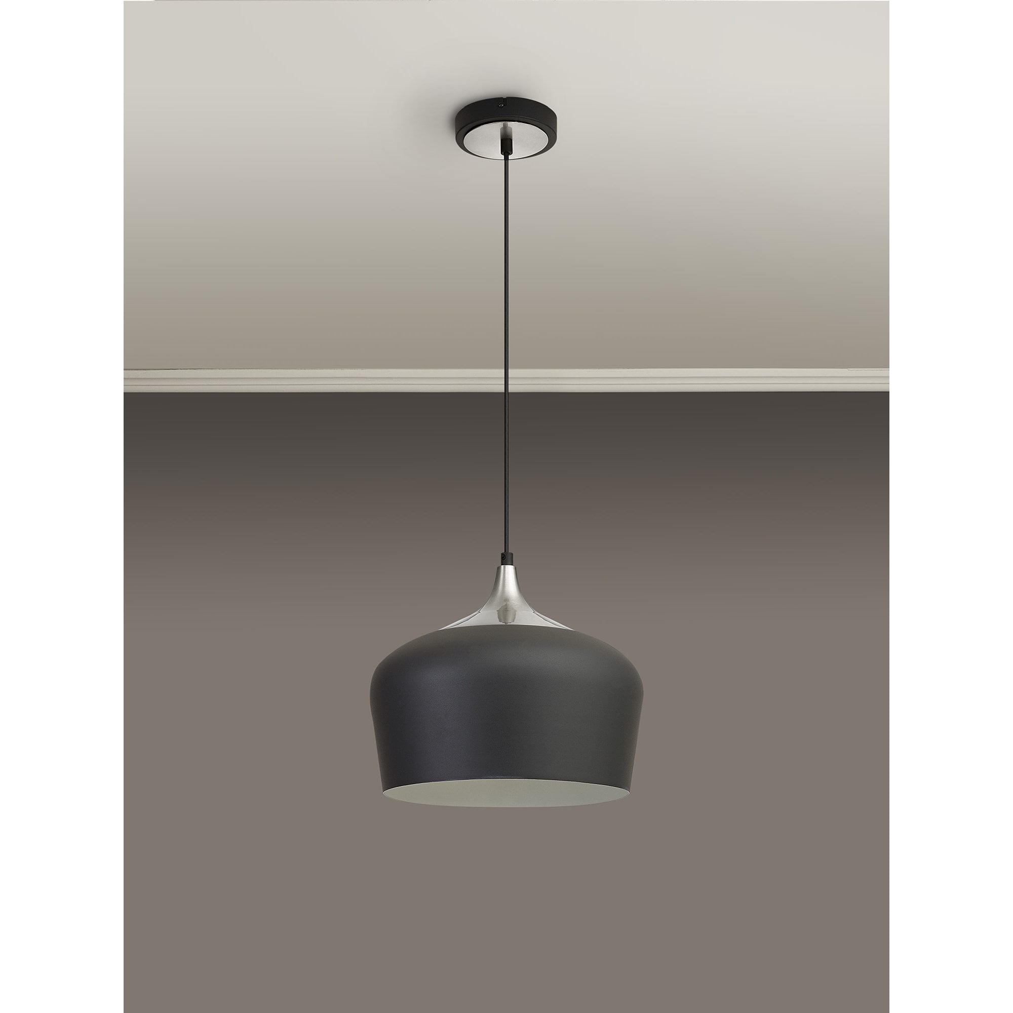Fabula Buxton 32cm Pendant - Anthracite & Satin Nickel