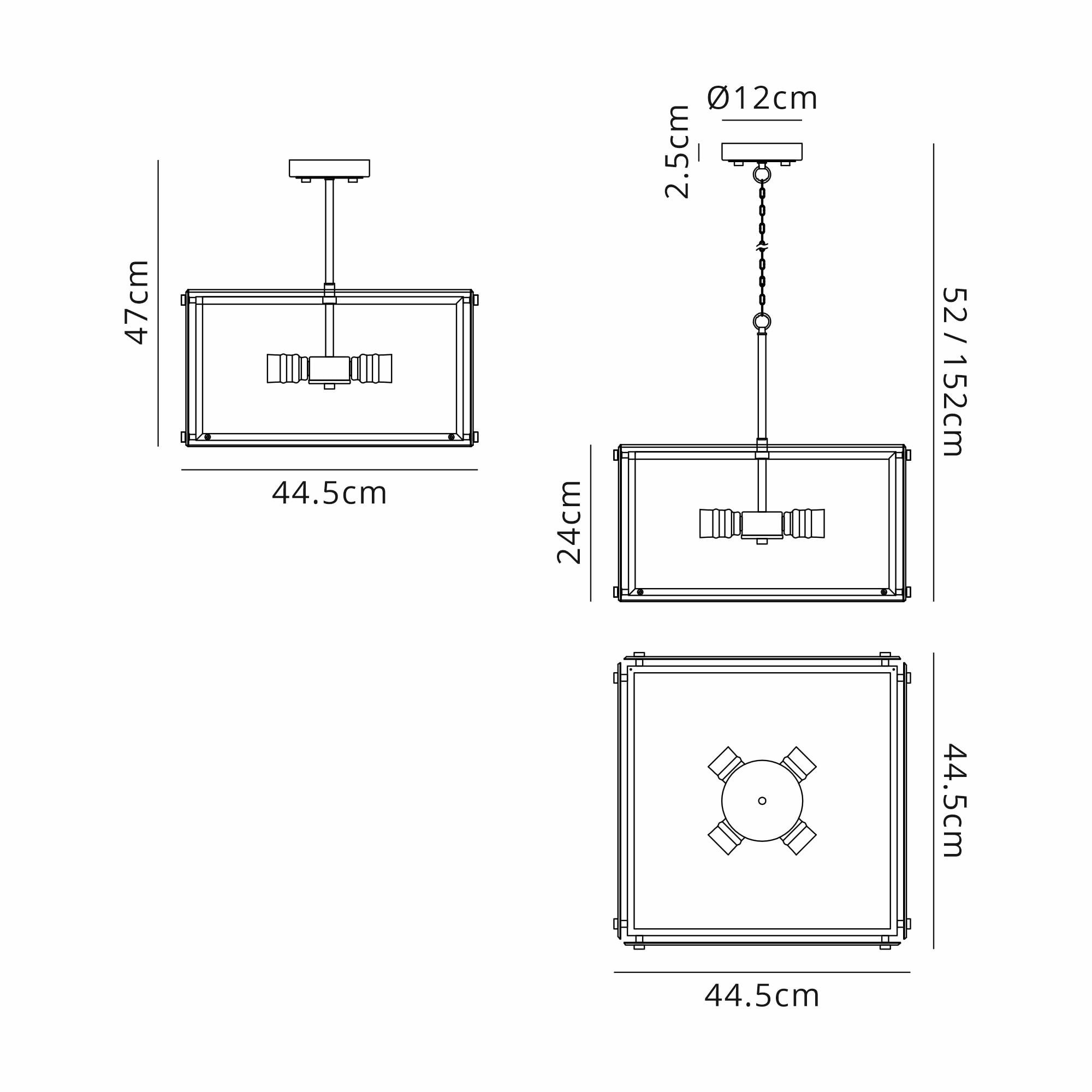 Fabula Cambridge 4 Light Pendant - Matt Black, Chrome & Clear Glass