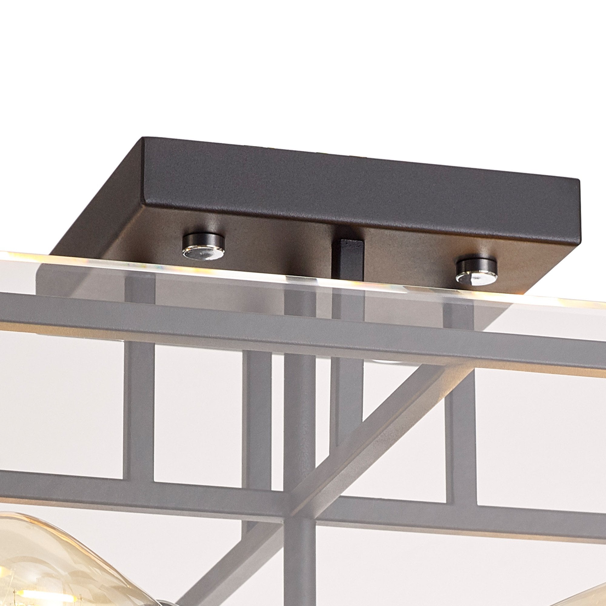 Fabula Cambridge 4 Light Semi-Flush Light - Matt Black, Chrome & Clear Glass