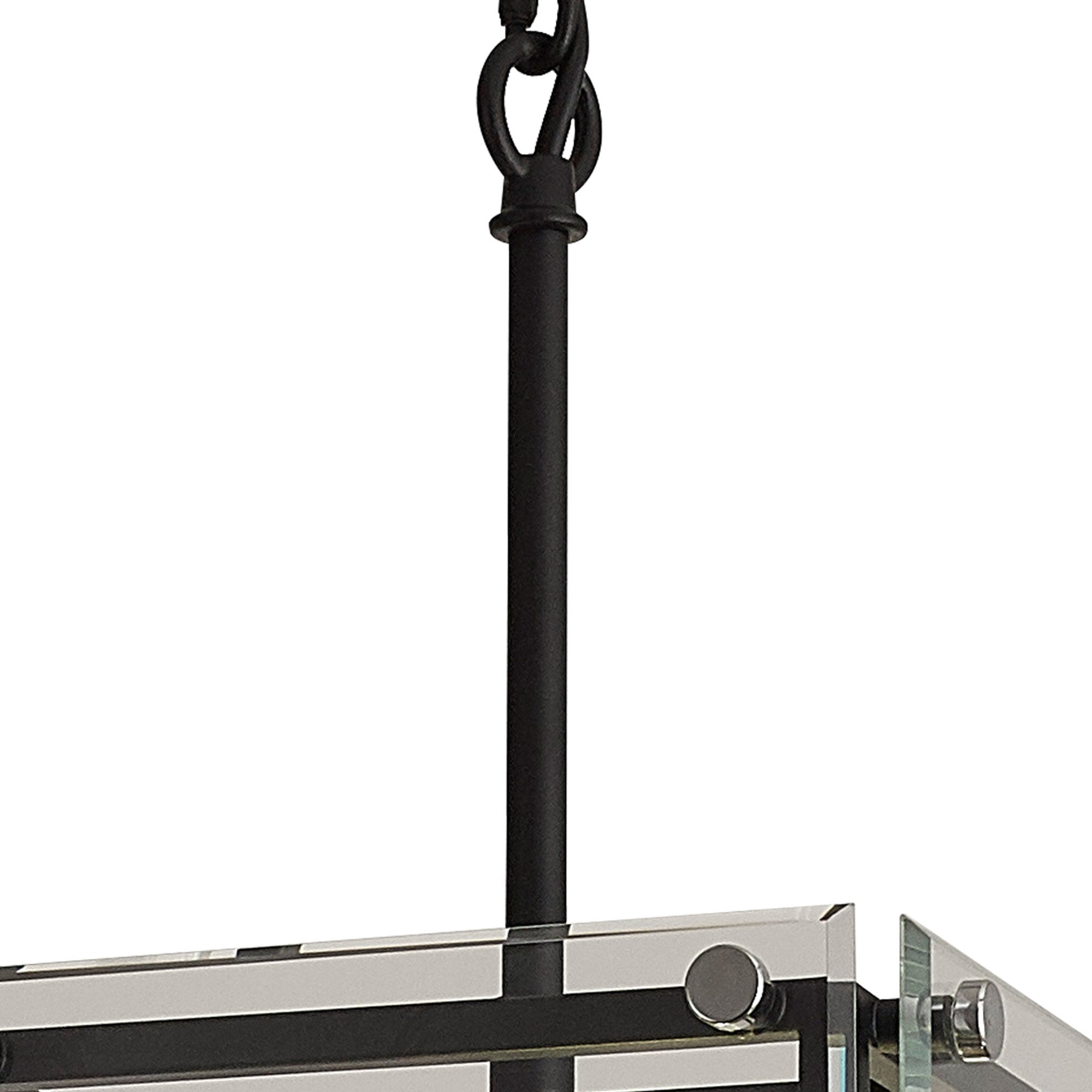 Fabula Cambridge Single Pendant - Matt Black, Chrome & Clear Glass