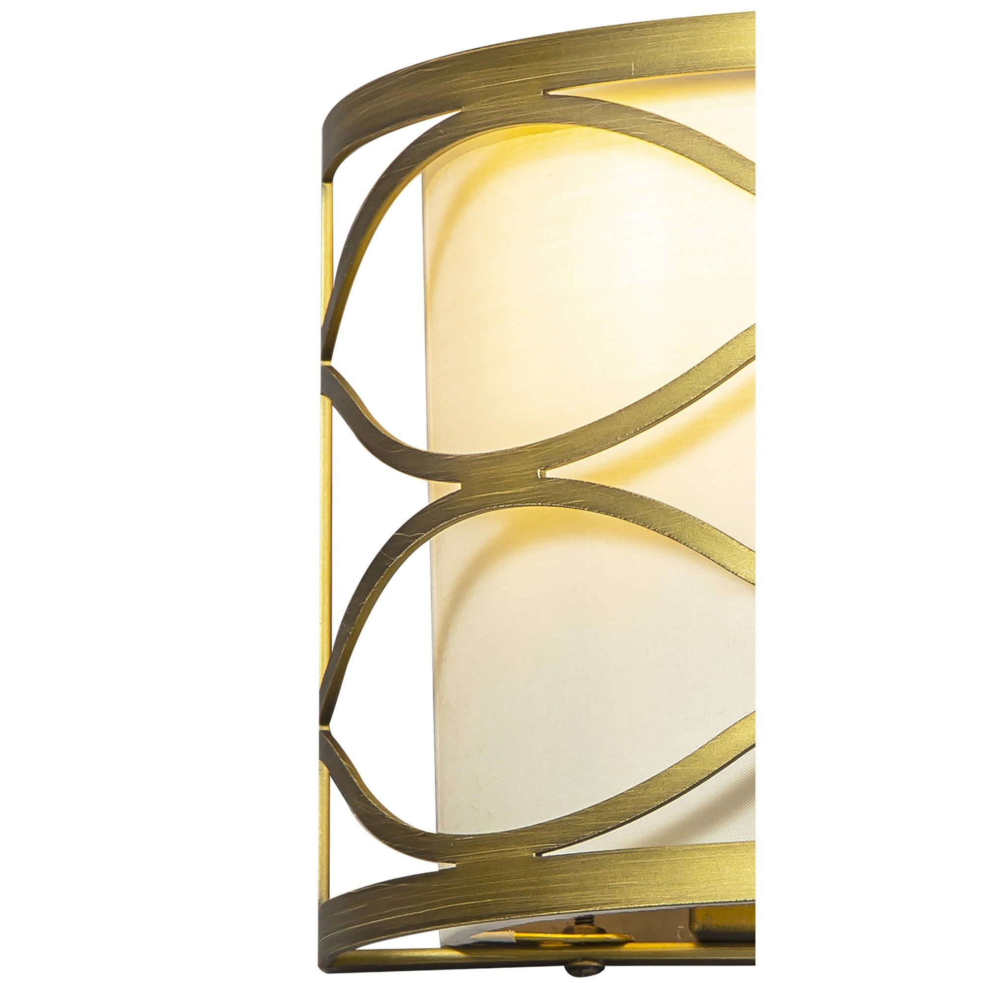 Fabula Carbis 2 Light Wall Lamp - Aged Gold & Cream Fabric Shade