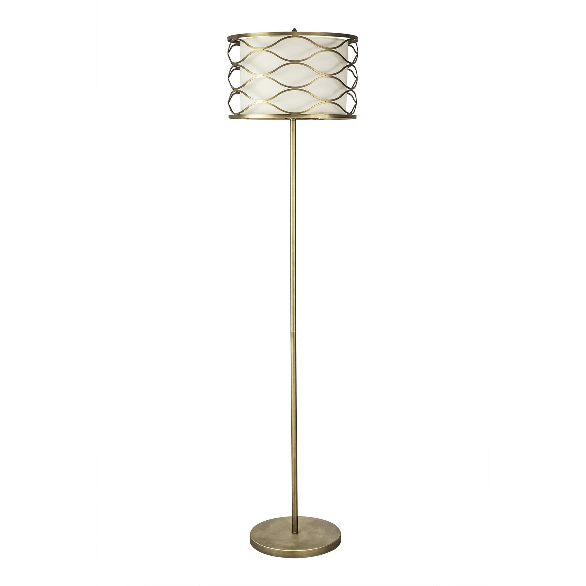 Fabula Carbis 3 Light Floor Lamp - Aged Gold & Cream Fabric Shade