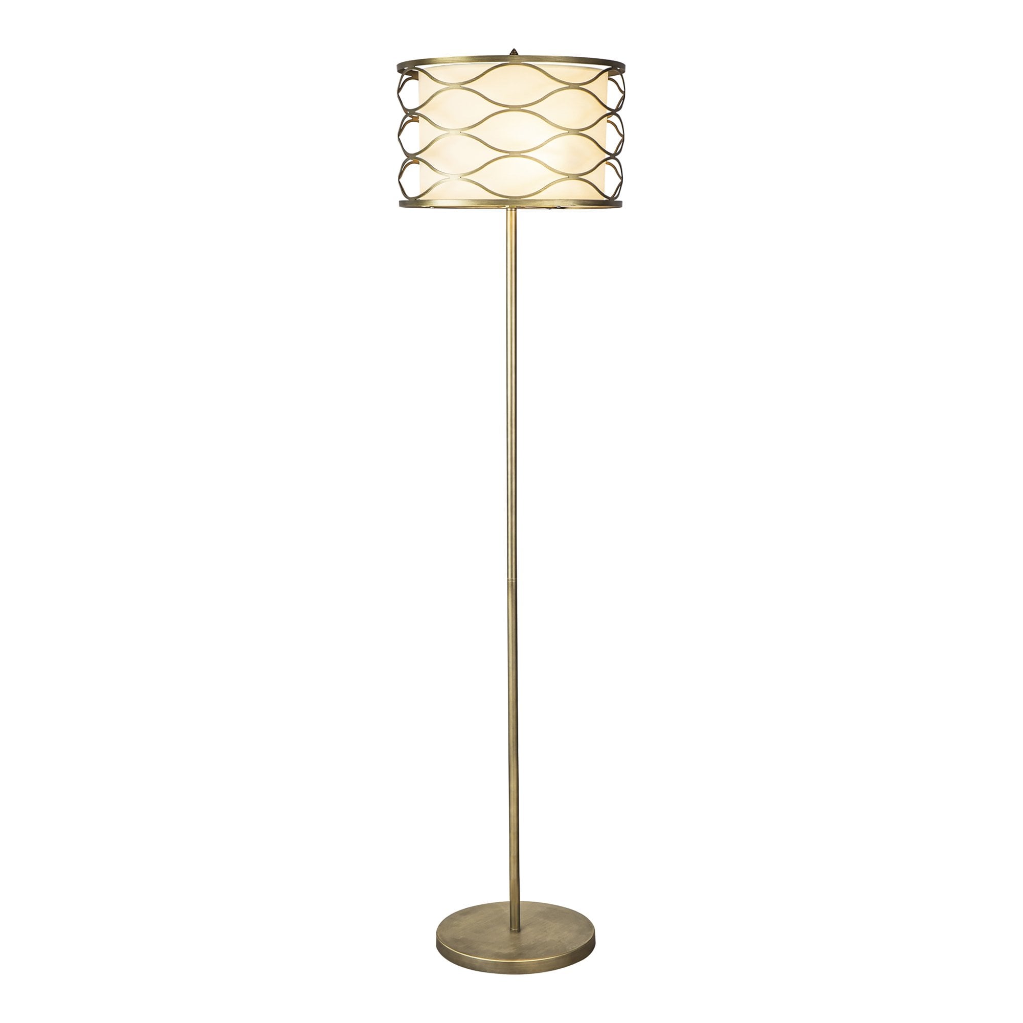 Fabula Carbis 3 Light Floor Lamp - Aged Gold & Cream Fabric Shade