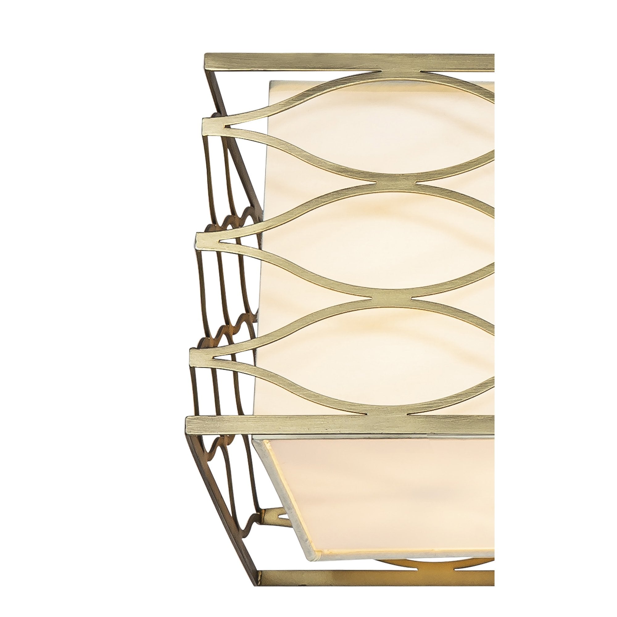 Fabula Carbis 5 Light Rectangle Pendant/Semi-Flush Light - Aged Gold & Cream Fabric Shade