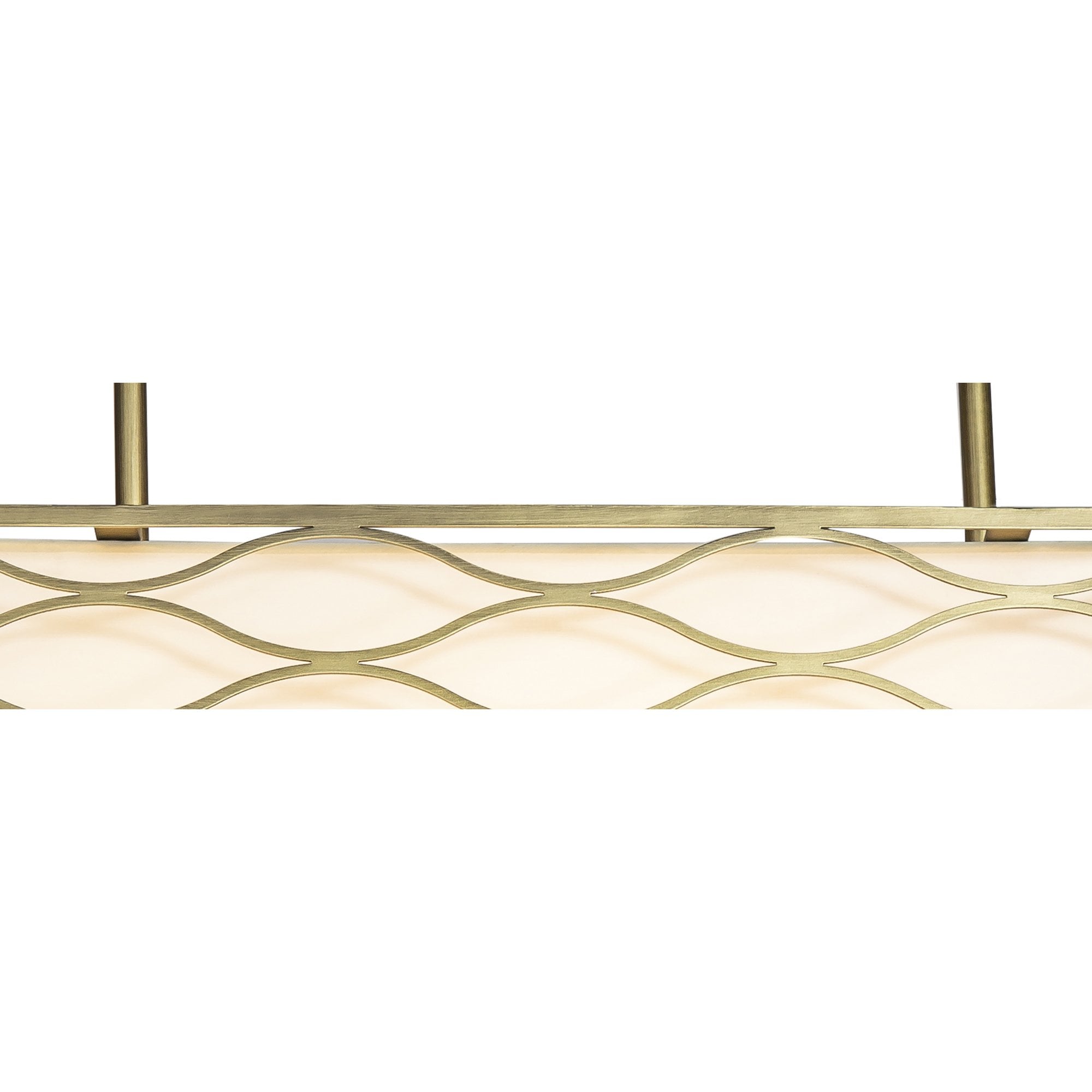 Fabula Carbis 5 Light Rectangle Pendant/Semi-Flush Light - Aged Gold & Cream Fabric Shade