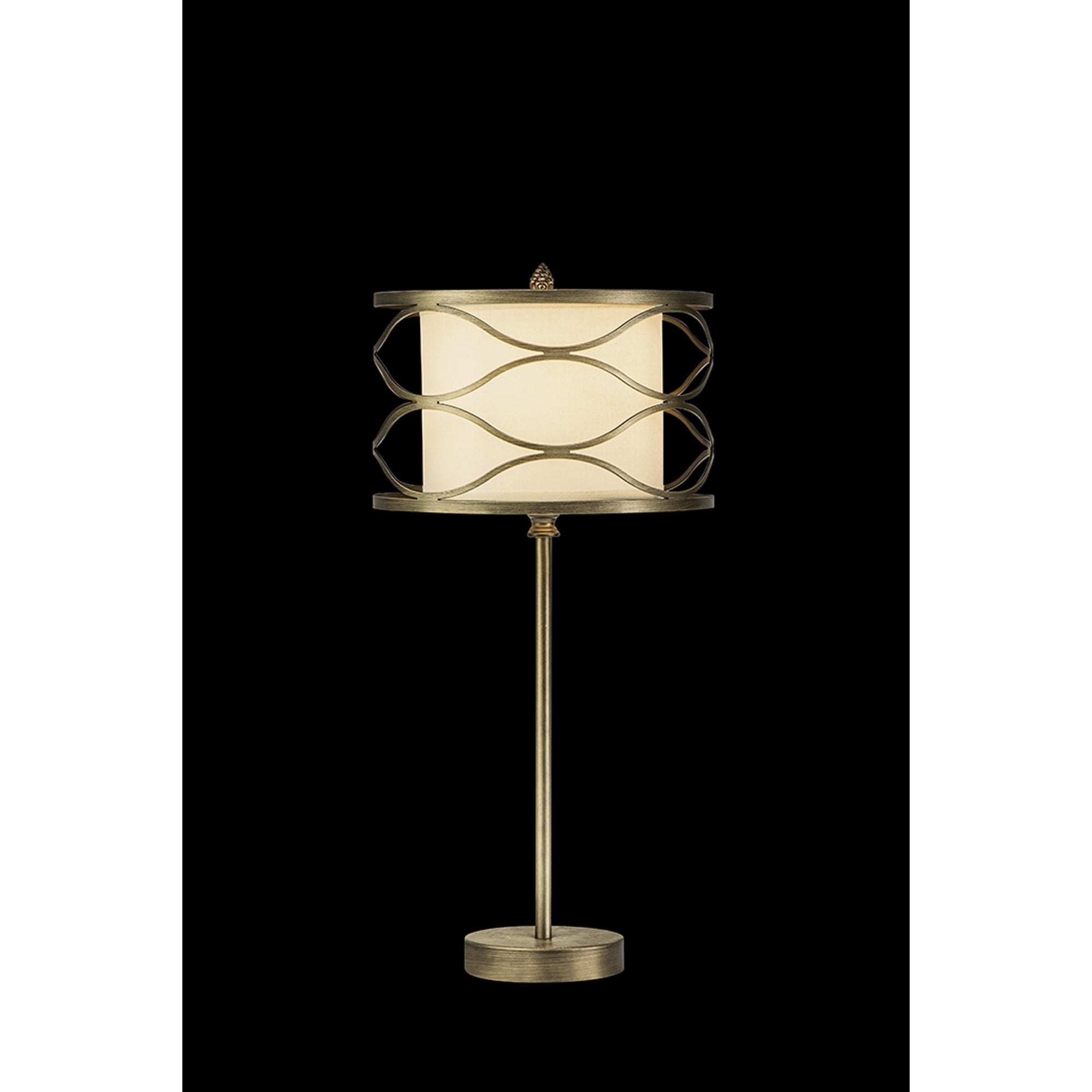 Fabula Carbis Single Table Lamp - Aged Gold & Cream Fabric Shade