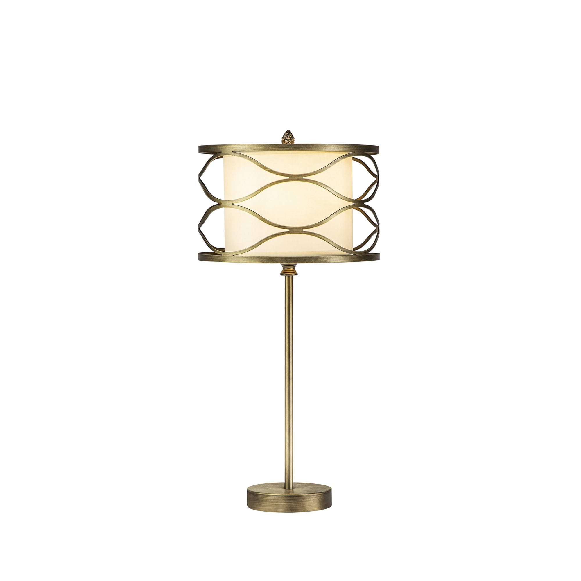 Fabula Carbis Single Table Lamp - Aged Gold & Cream Fabric Shade