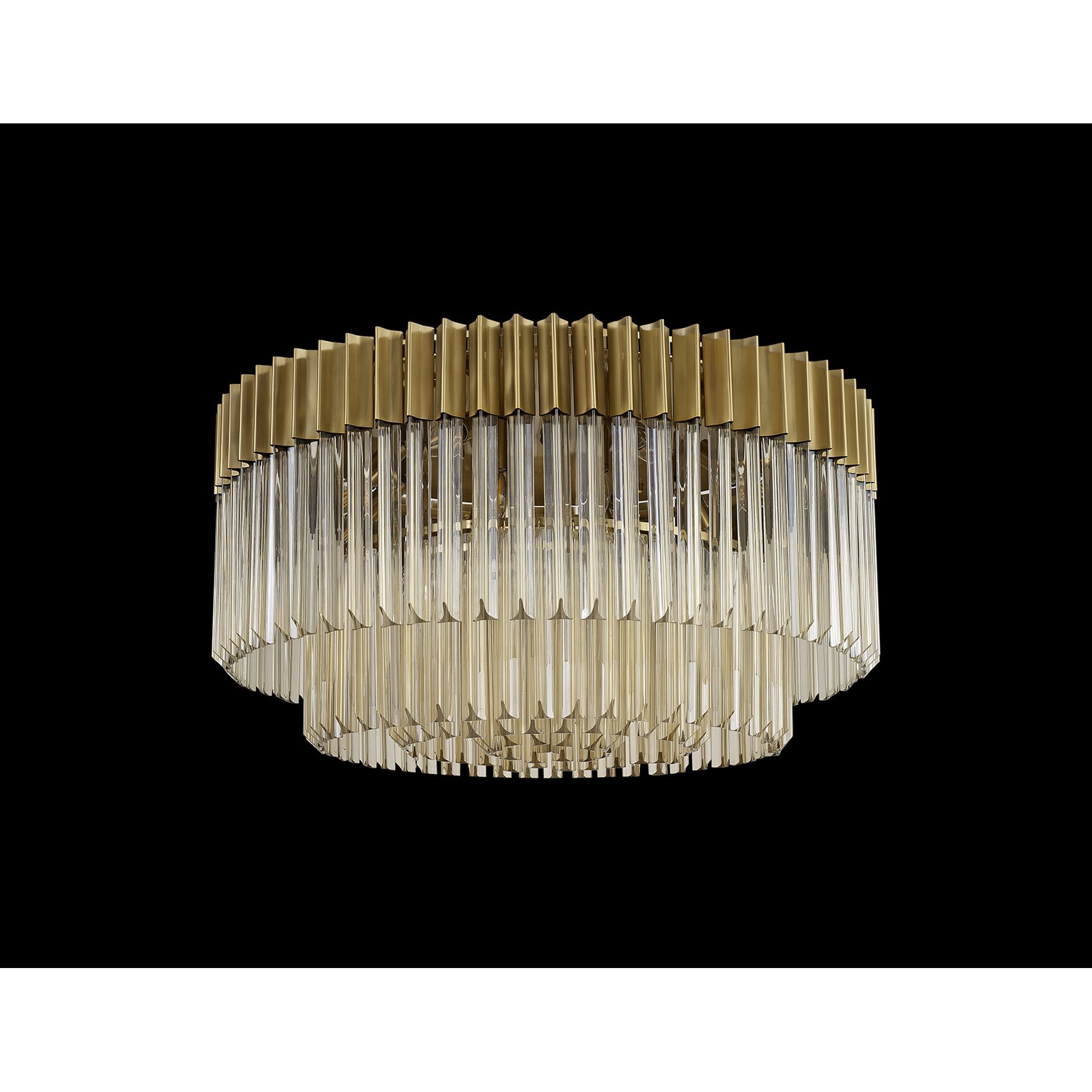 Fabula Cedar 12 Light Flush Light - Brass & Cognac Sculpted Glass