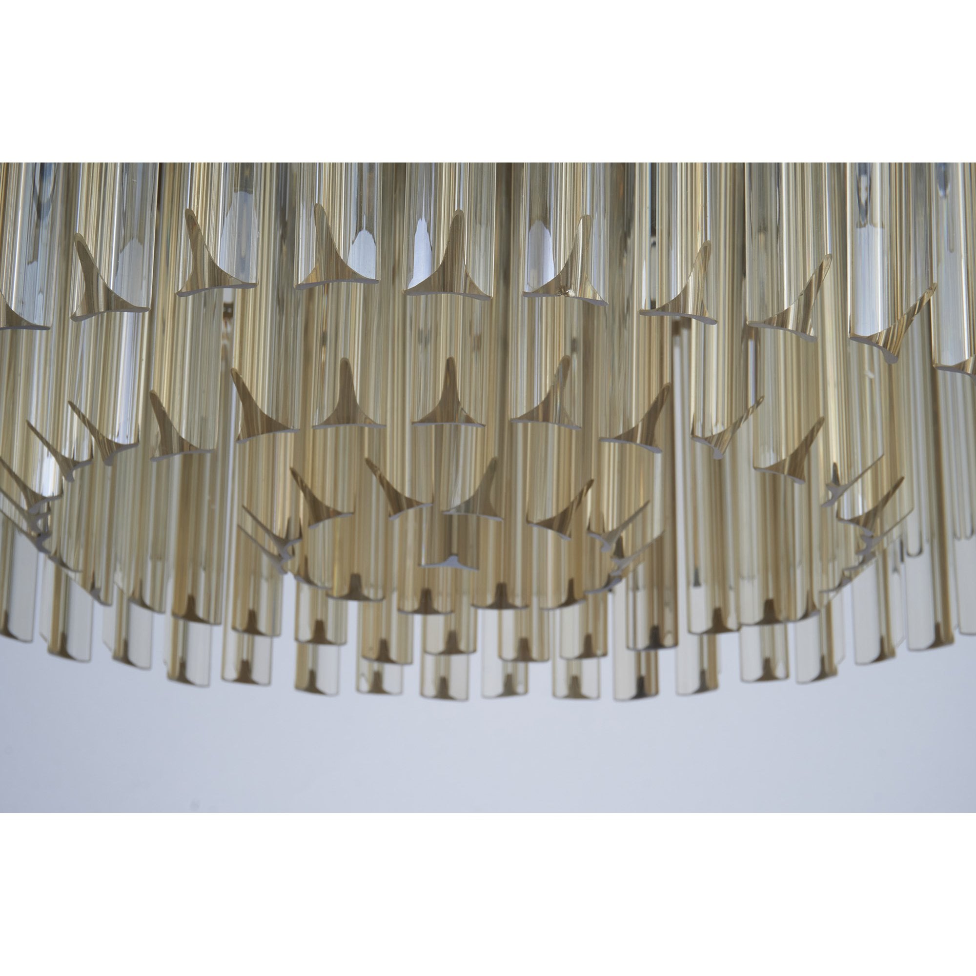 Fabula Cedar 12 Light Flush Light - Brass & Cognac Sculpted Glass
