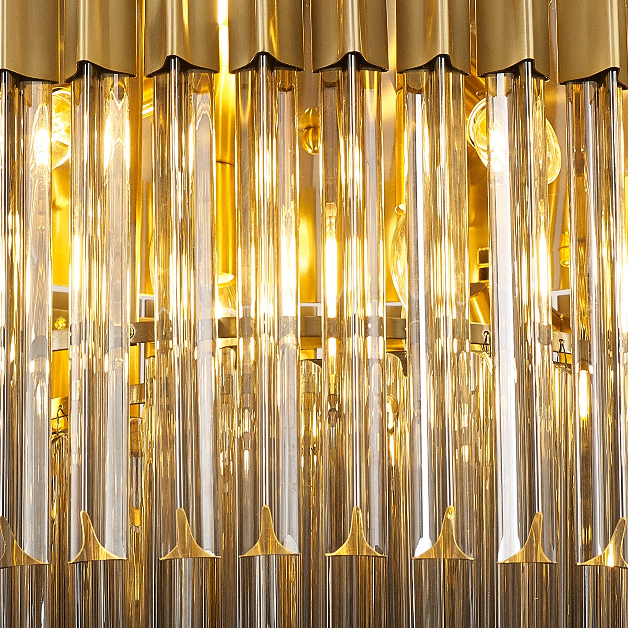Fabula Cedar 12 Light Flush Light - Brass & Smoke Sculpted Glass