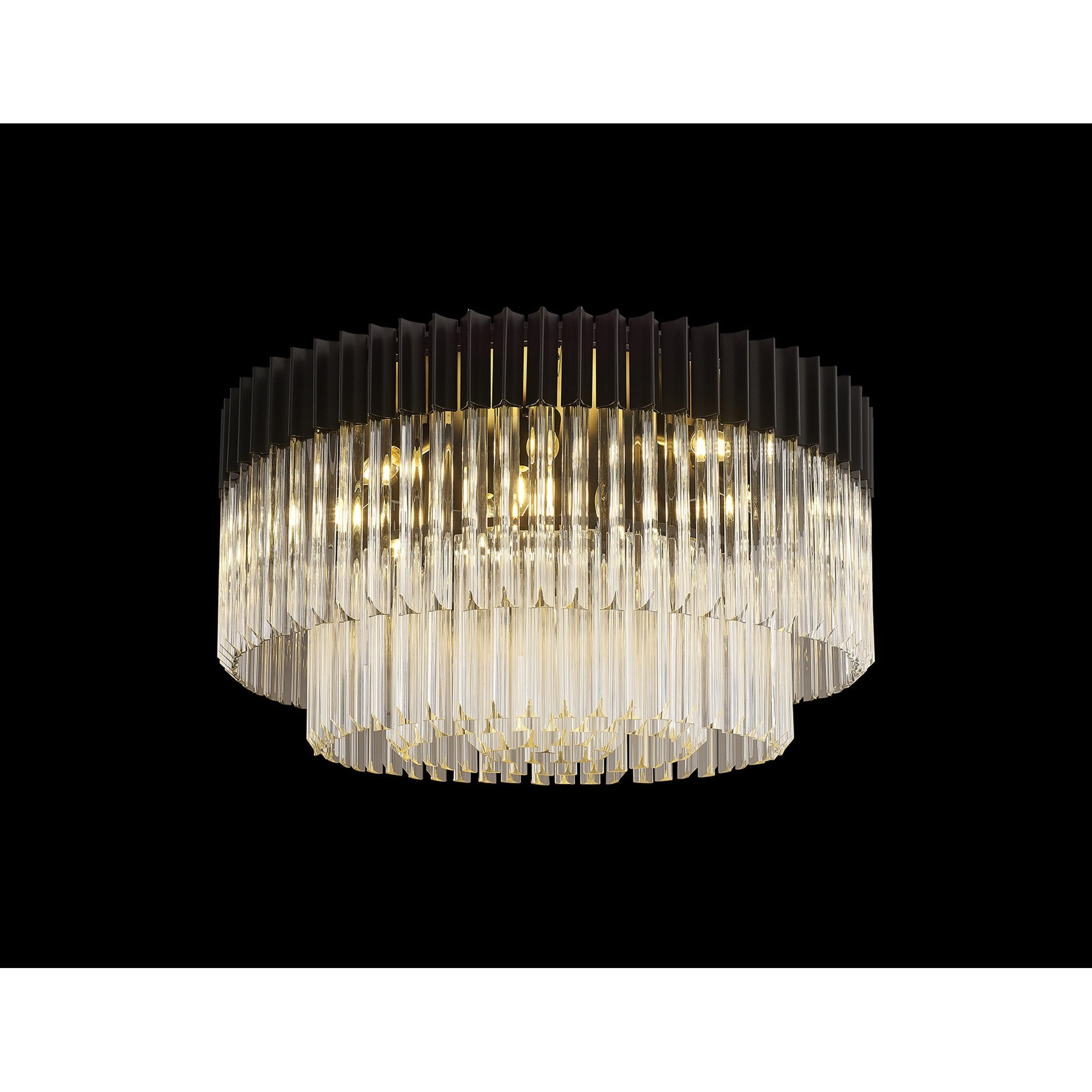 Fabula Cedar 12 Light Flush Light - Matt Black & Clear Sculpted Glass