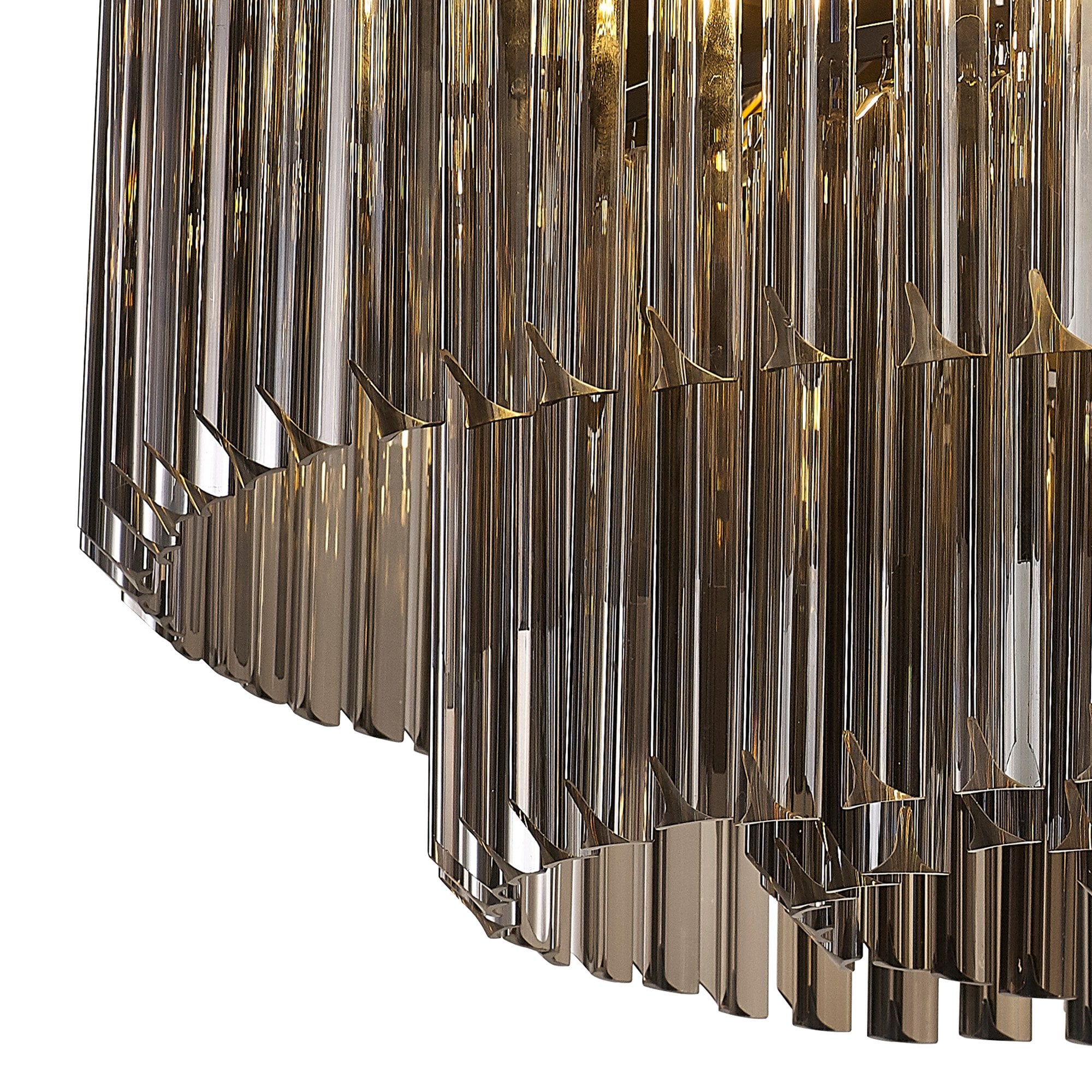 Fabula Cedar 12 Light Flush Light - Matt Black & Smoke Sculpted Glass
