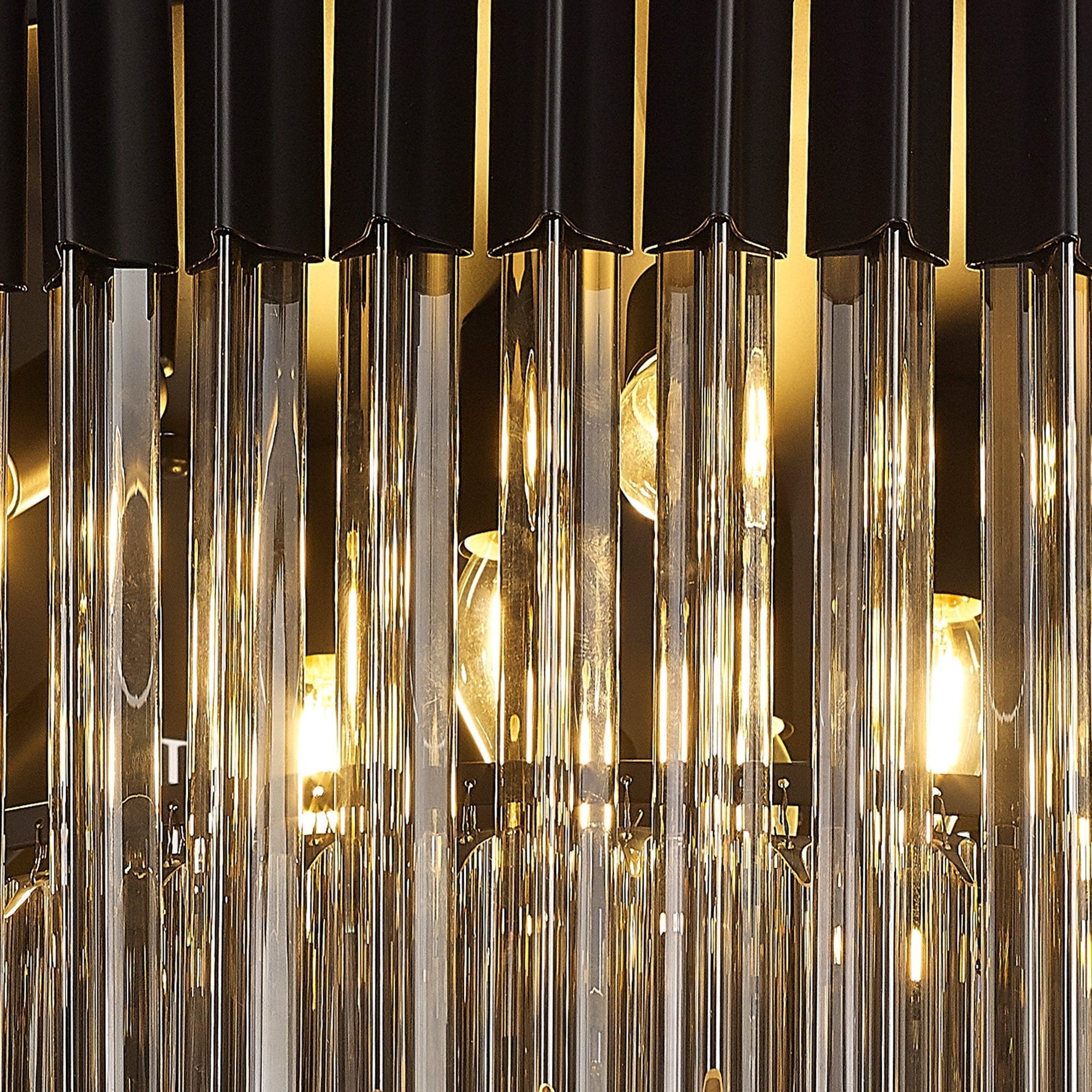 Fabula Cedar 12 Light Flush Light - Matt Black & Smoke Sculpted Glass