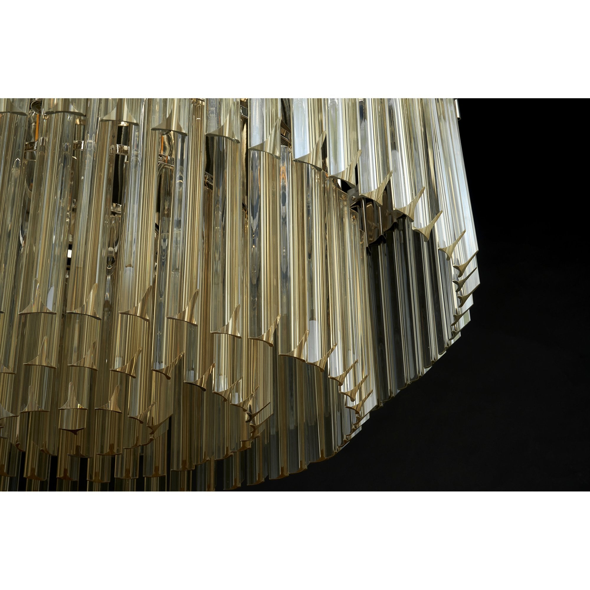 Fabula Cedar 12 Light Flush Light - Polished Nickel & Cognac Sculpted Glass