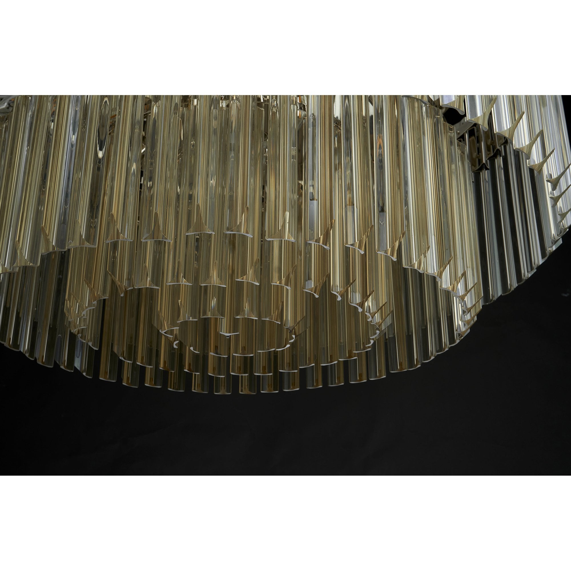 Fabula Cedar 12 Light Flush Light - Polished Nickel & Cognac Sculpted Glass