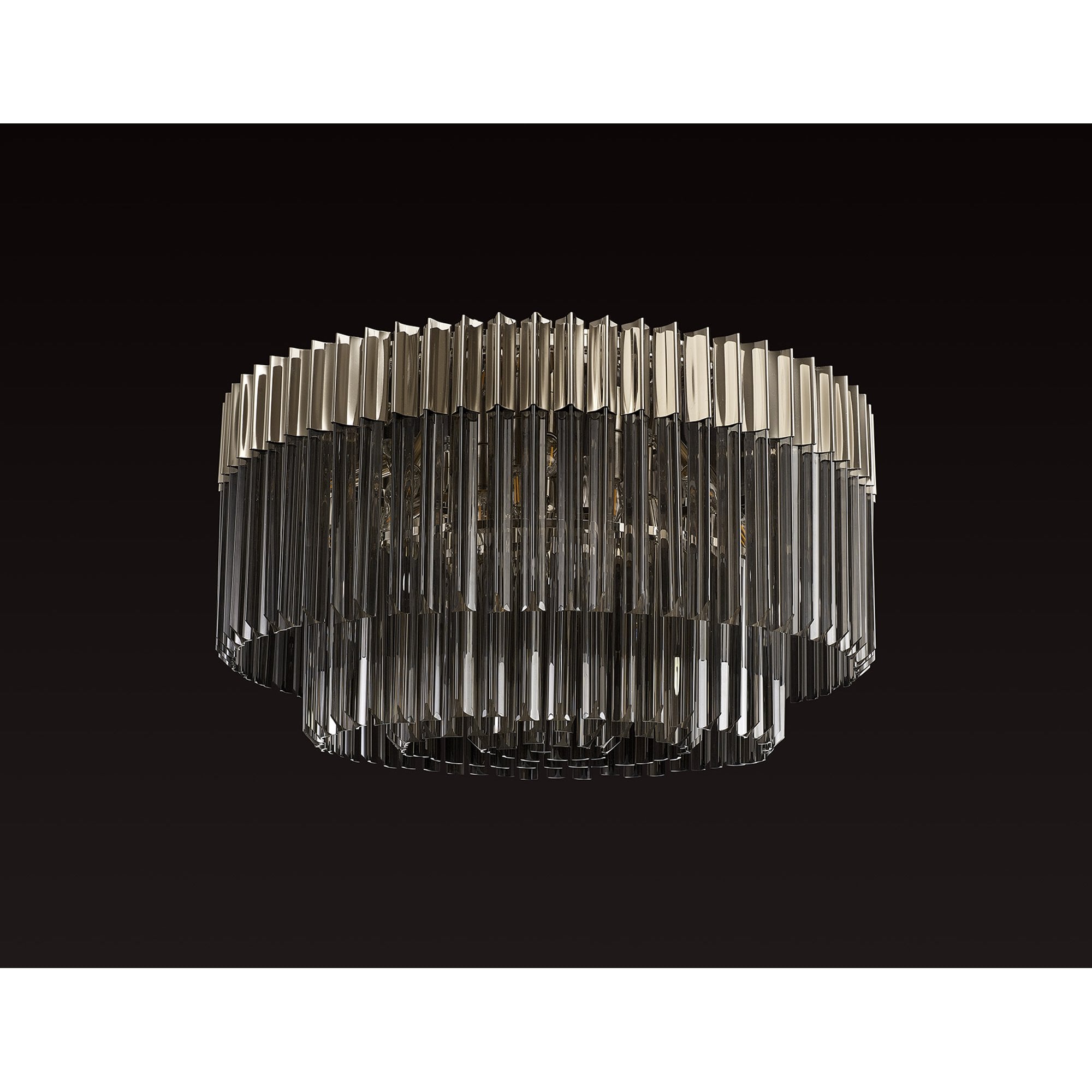 Fabula Cedar 12 Light Flush Light - Polished Nickel & Smoke Sculpted Glass