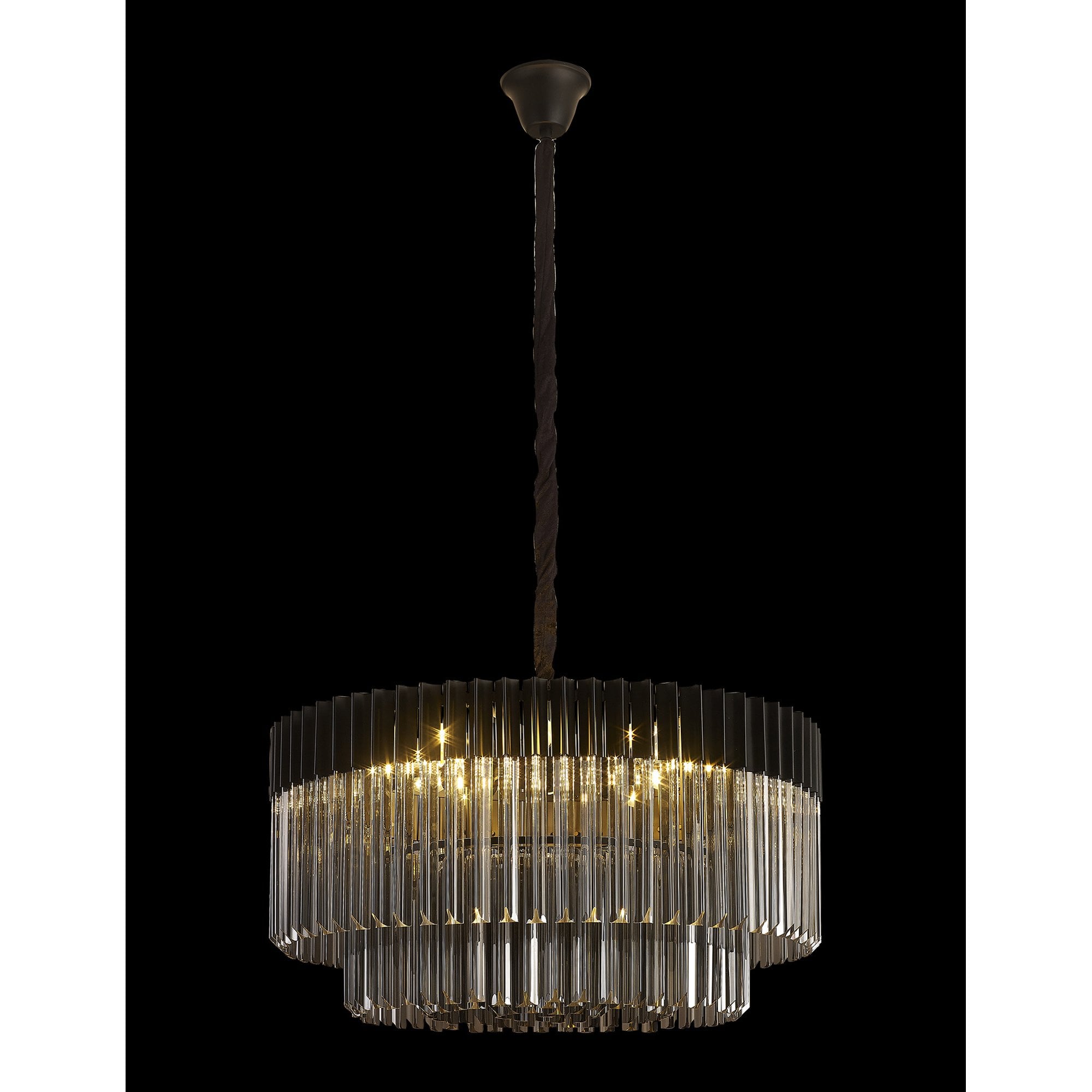 Fabula Cedar 12 Light Pendant - Matt Black & Smoke Sculpted Glass