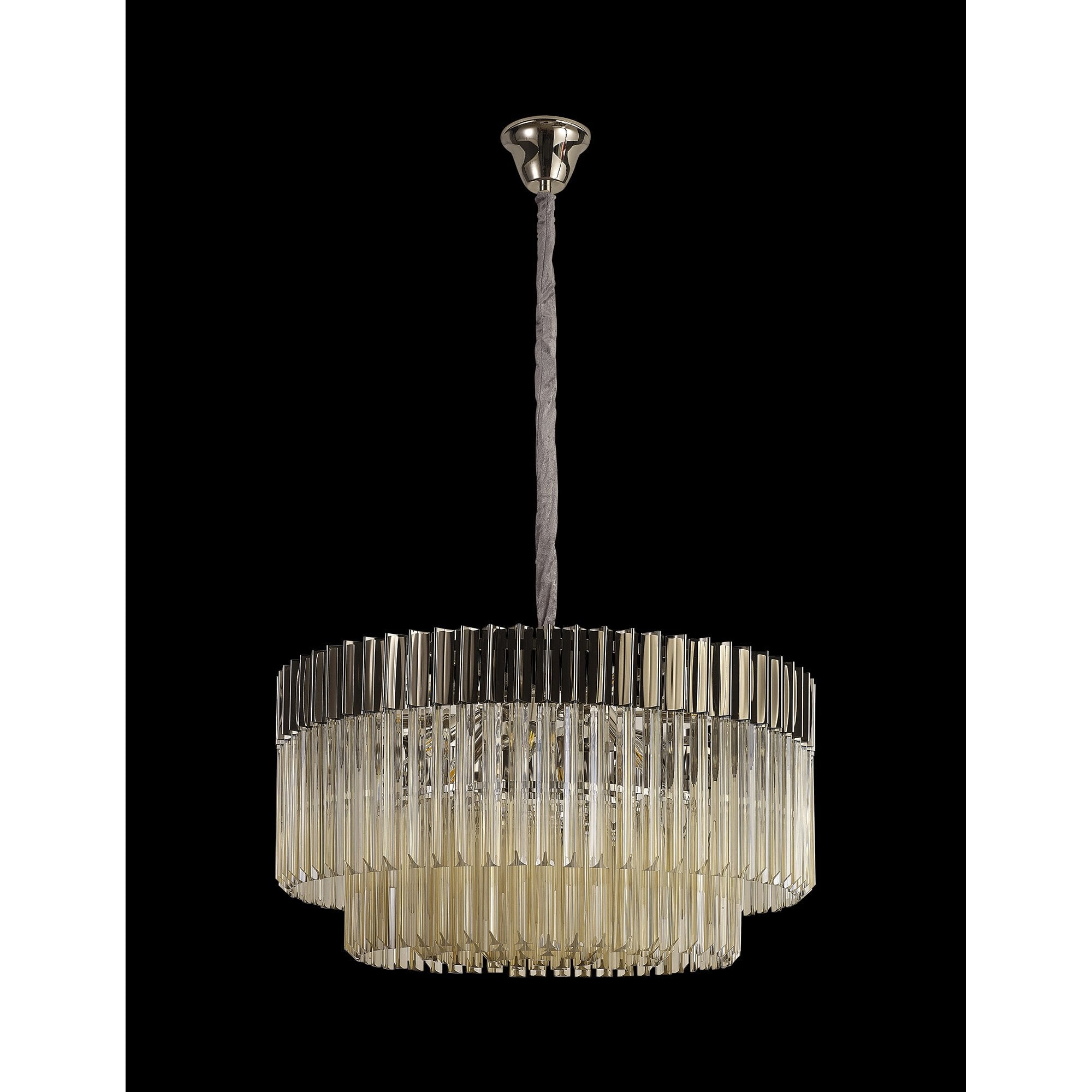 Fabula Cedar 12 Light Pendant - Polished Nickel & Cognac Sculpted Glass