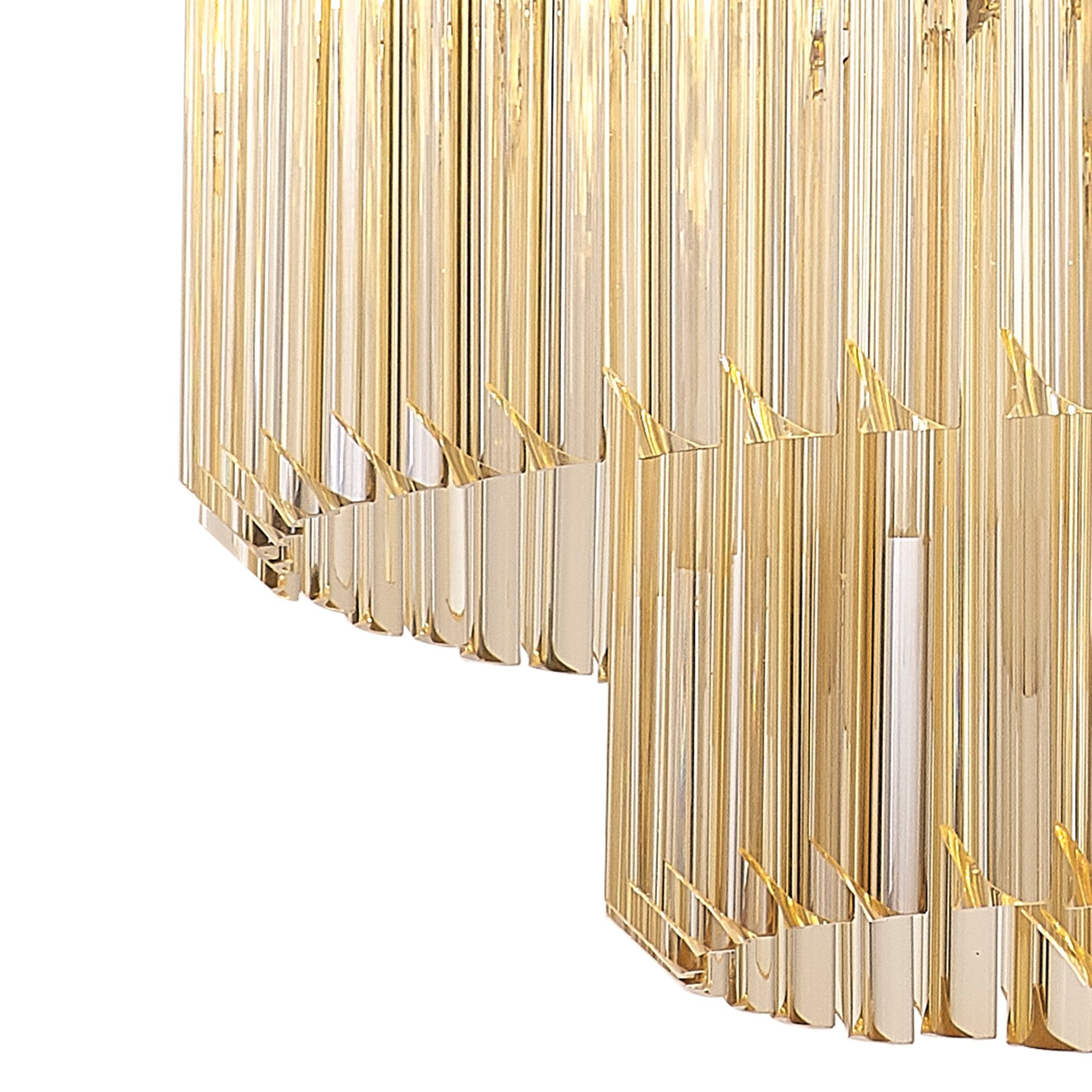 Fabula Cedar 12 Light Pendant - Polished Nickel & Cognac Sculpted Glass